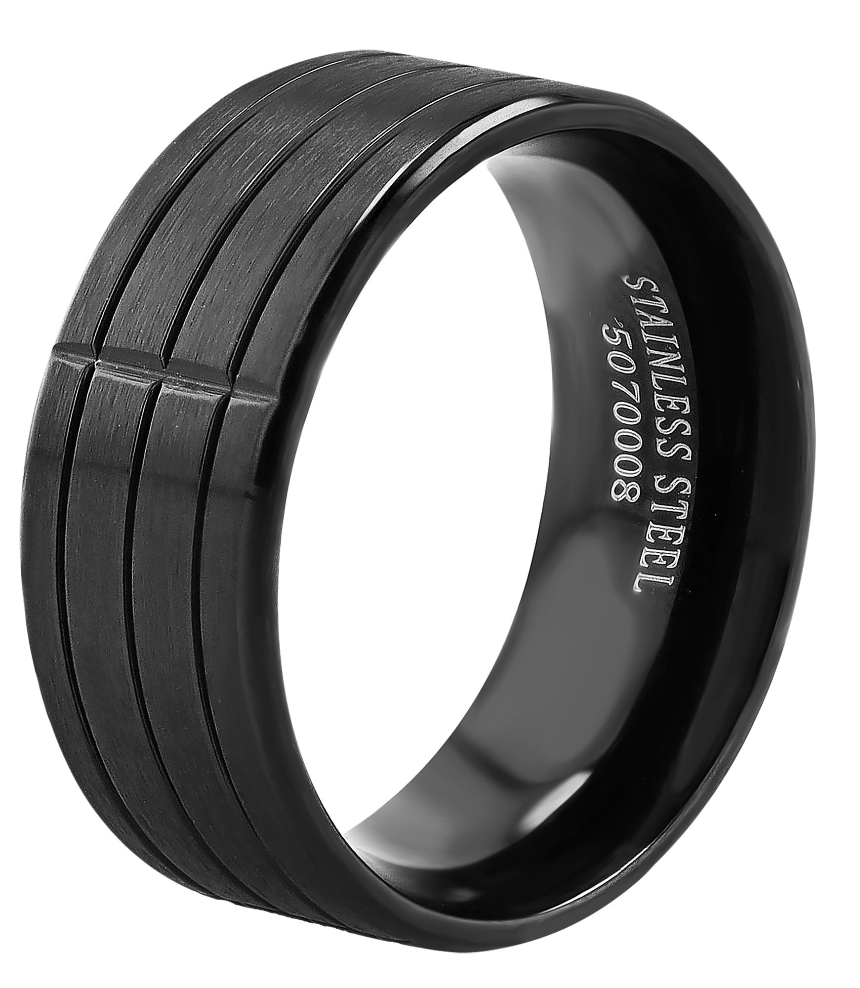 Akzent Herrenring aus Edelstahl, plattiert, schwarz, Gr. 60
