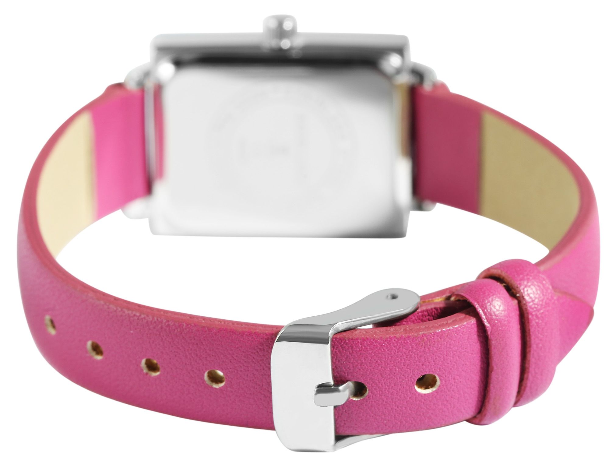 Excellanc Damenuhr mit Lederimitationsarmband, pink/silberfarben
