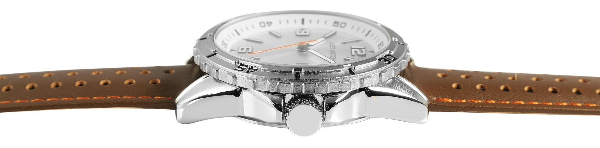 JUST WATCH Herrenuhr "Elwin"  mit Echt Lederband, Ø 43 mm, braun/ silberfarben