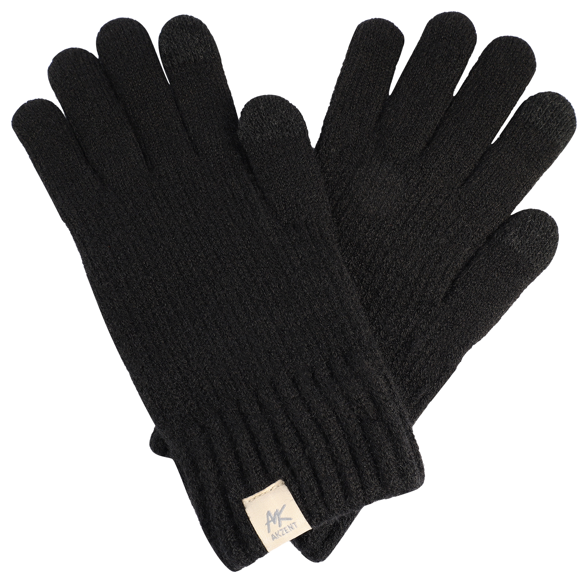 Herren-Handschuhe, Gr L, schwarz, Touch-Finger, 100% Polyester, VE-4