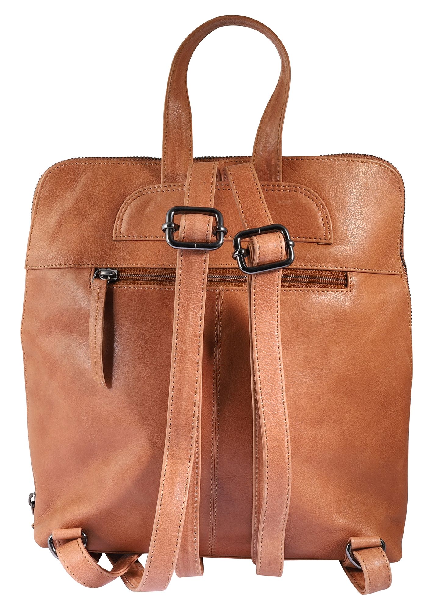 Leonardo Verrelli, Echtleder Rucksack/Tasche, Reißverschluss, verstellbare Riemen, braun