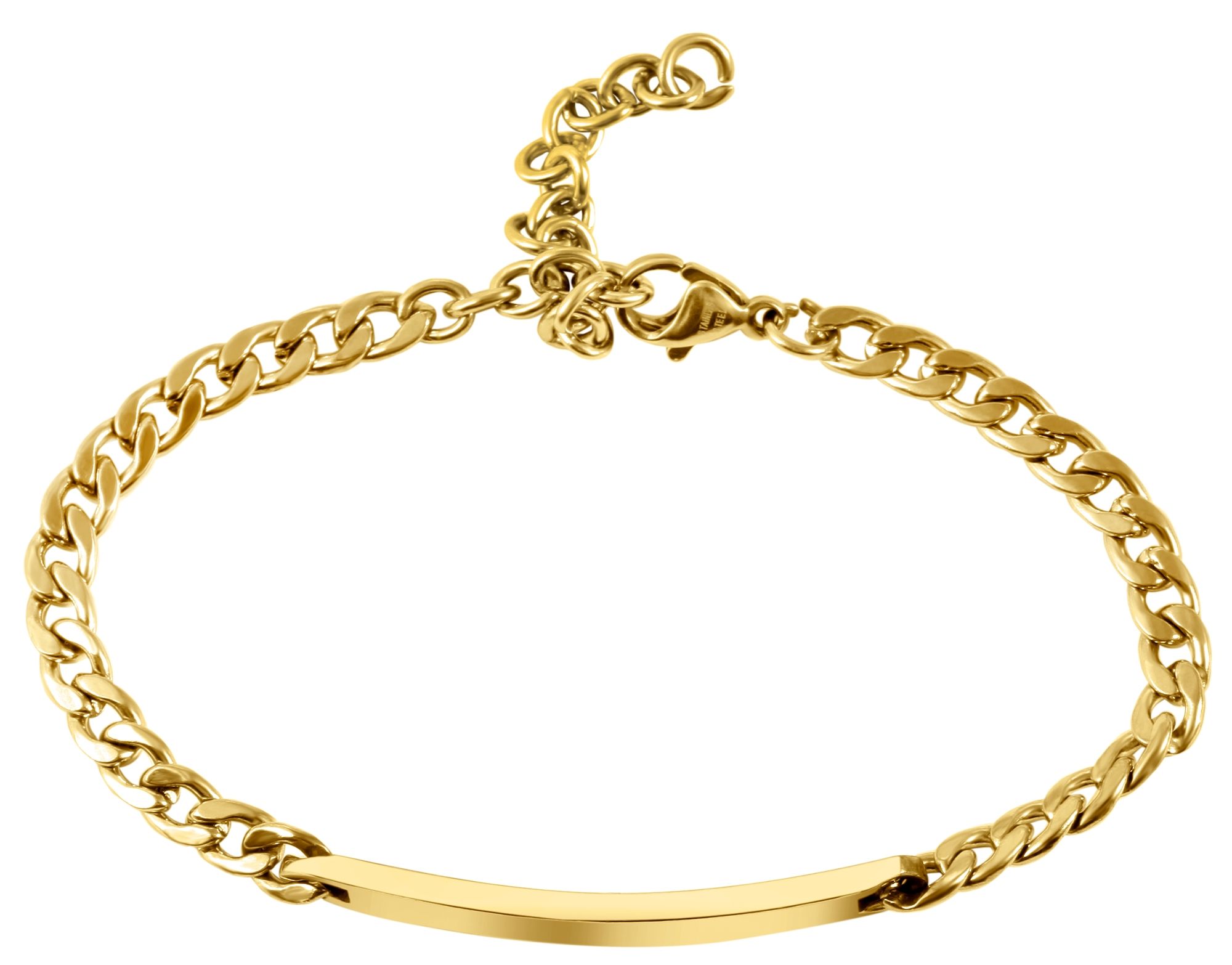 "Baku", Akzent Panzerarmband aus Edelstahl, Gravurplatte, goldfarben, 16 cm