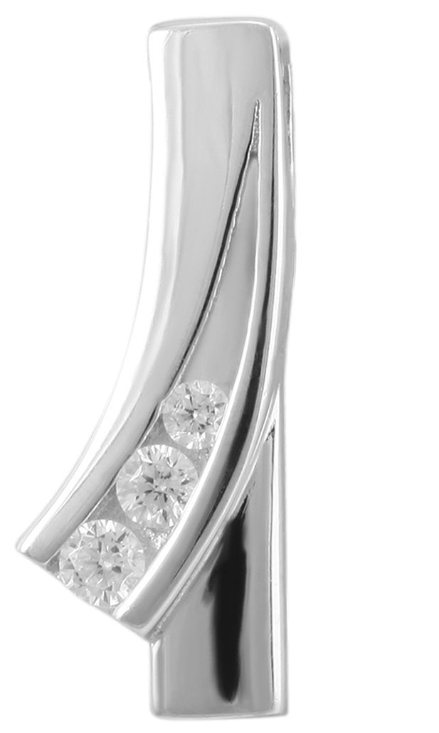 925/- Echt Silber Anhänger ohne Kette "Ronna", Zirkoniasteine in Kanalfassung, 925/rhodiniert