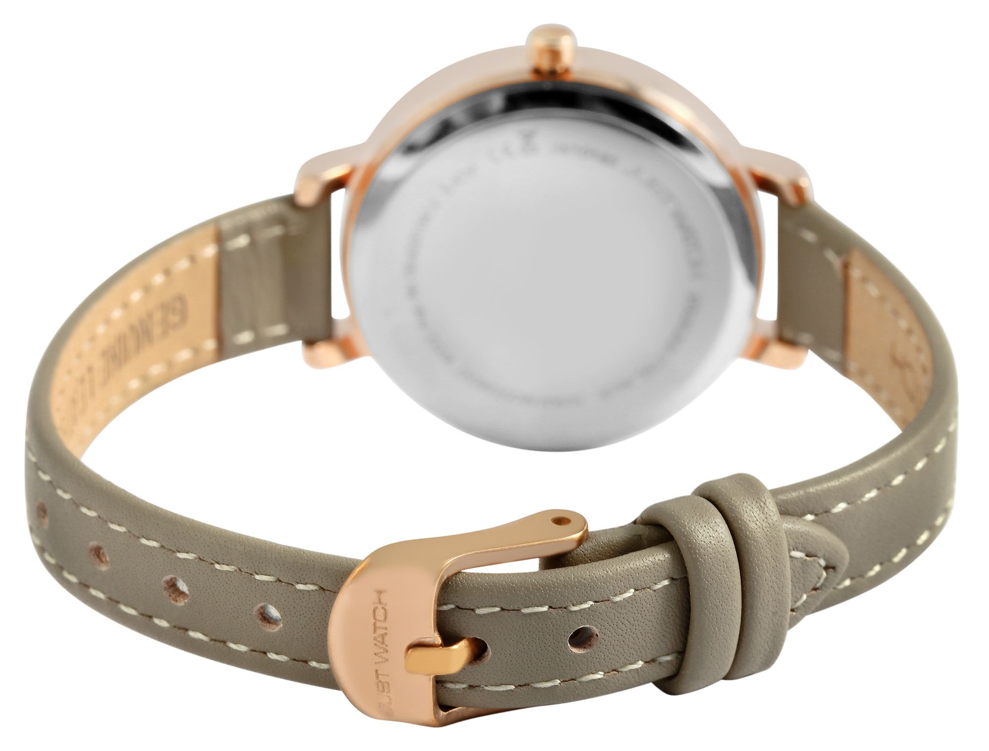 Just Watch Damenuhr mit Echtlederarmband, taupe/roségoldfarben