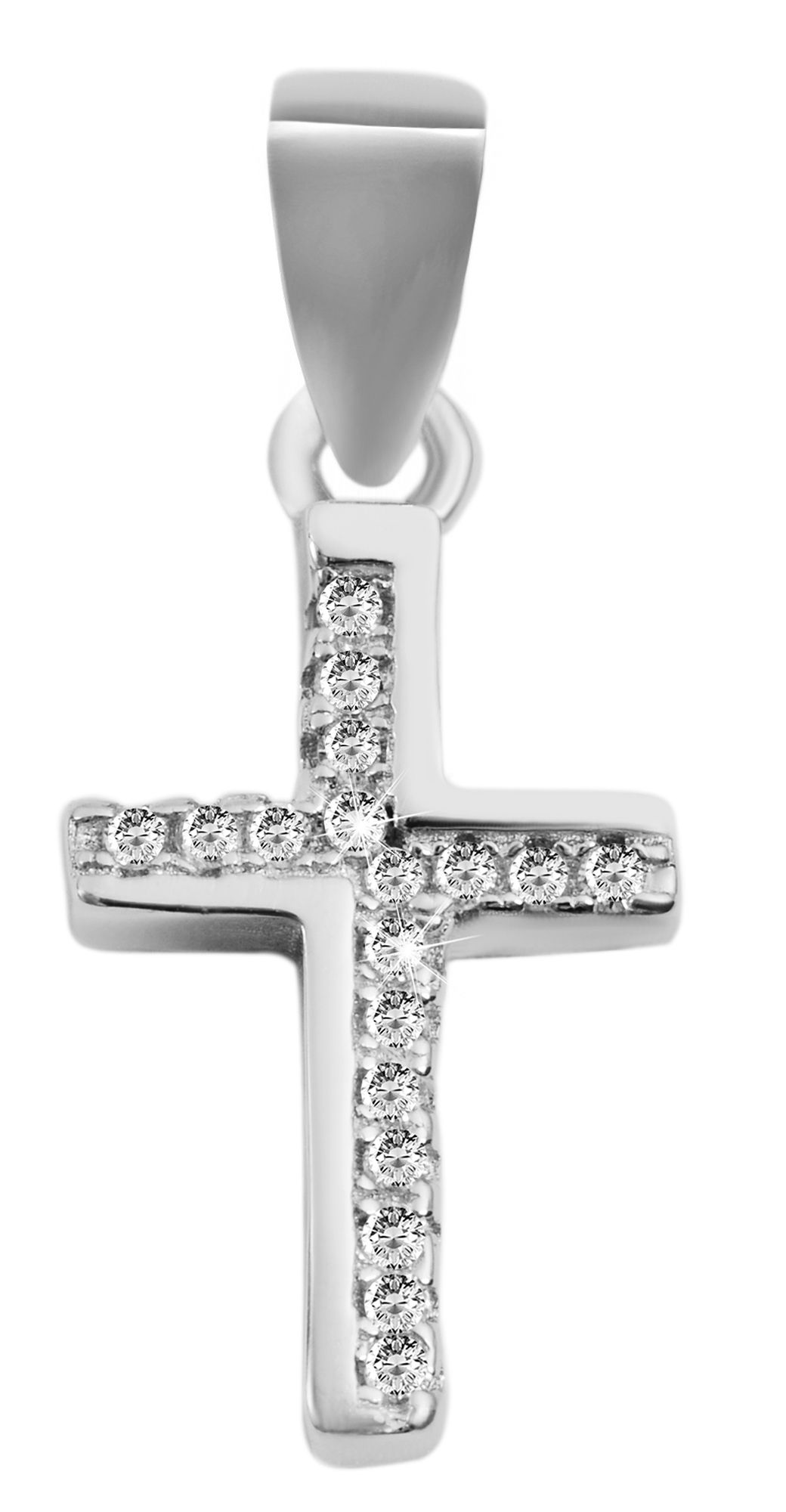 "Kassandra" 925/- Echt Silber Anhänger - Kreuz, Zirkonia, rhodiniert