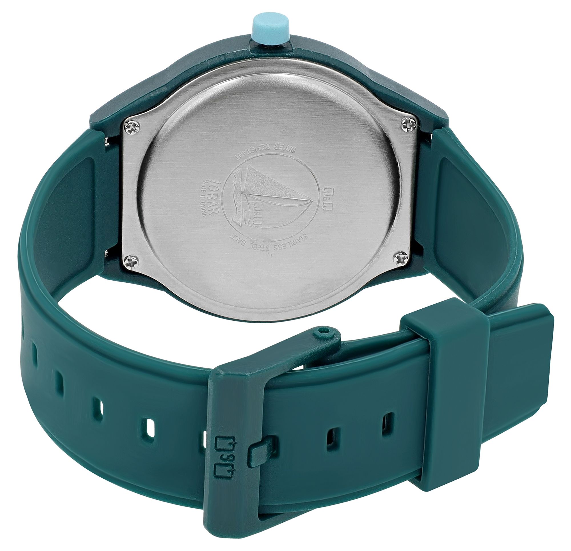 Q&Q Herrenuhr mit Silikonband, Ø 40 mm, petrol