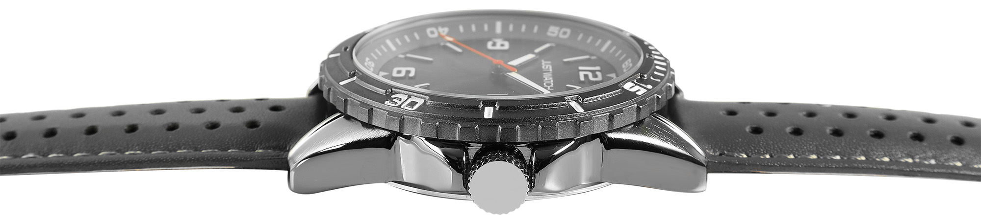 JUST WATCH Herrenuhr "Elwin"  mit Echt Lederband, Ø 43 mm, grau