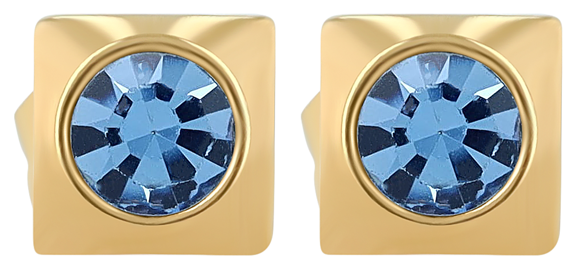 "Juli", Edelstahl Ohrstecker, Similibesatz, goldfarben