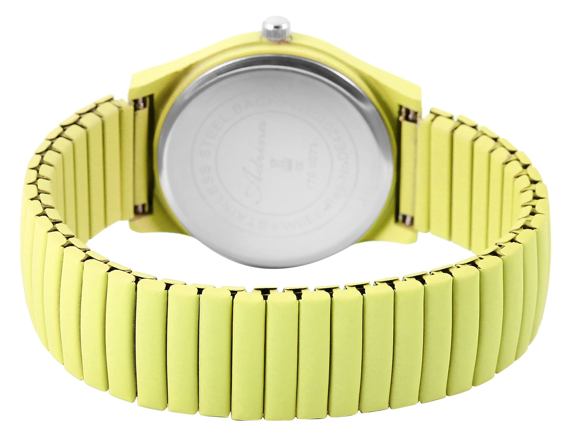 Excellanc Damenarmbanduhr mit Edelstahlzugband, neongelb
