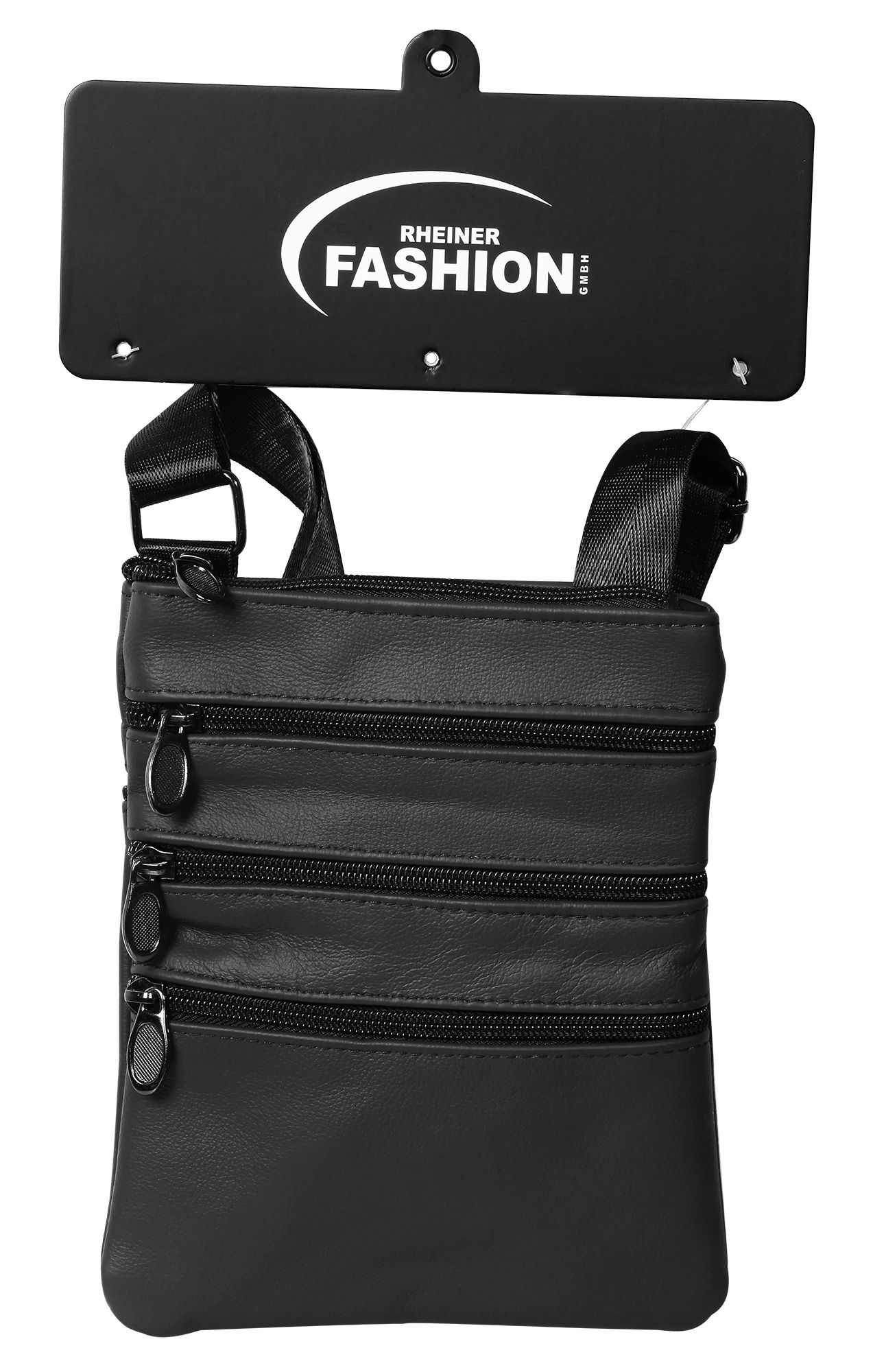Umhängetasche aus Echtleder, Unisex, schwarz
