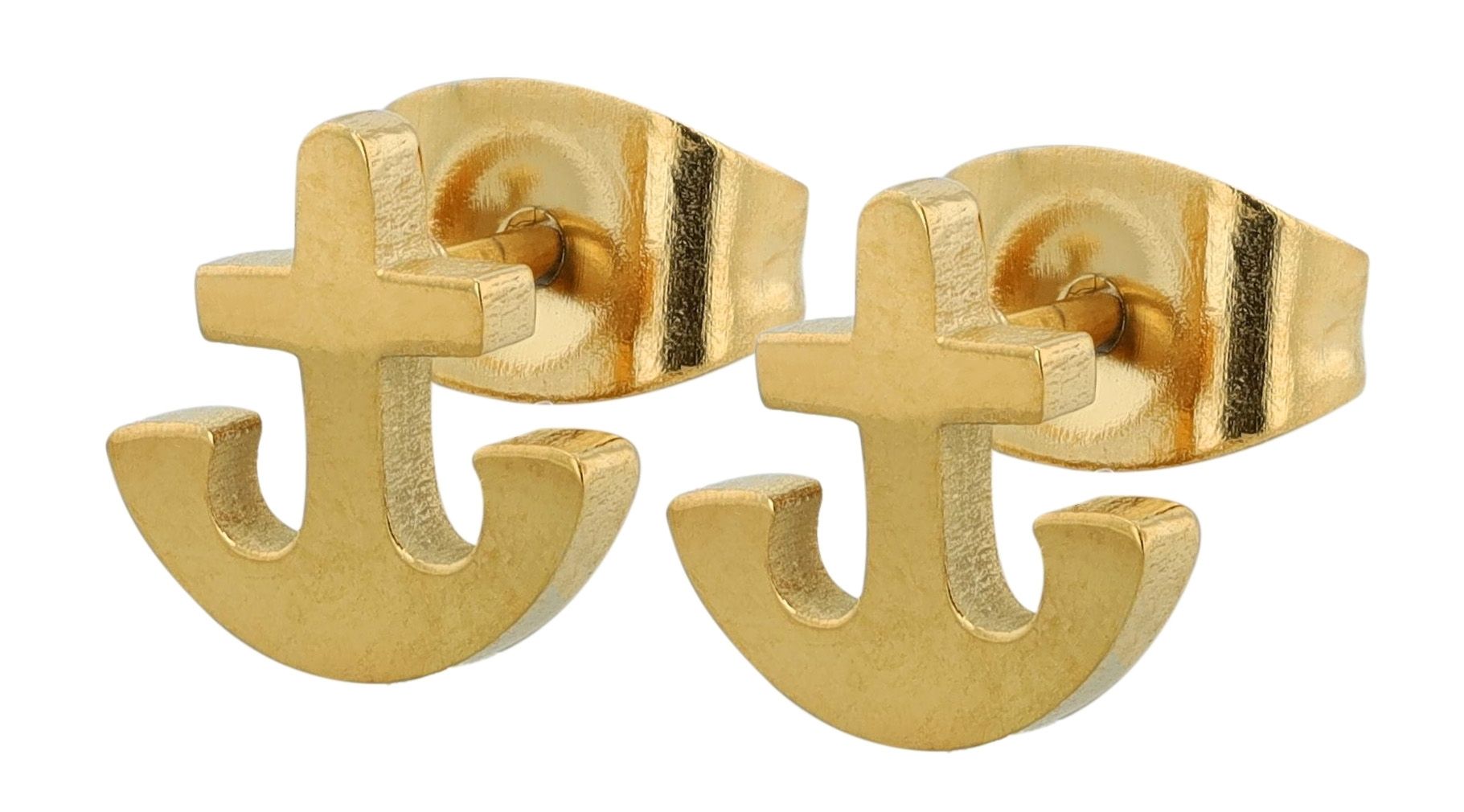 Akzent Ohrstecker "Talon" aus Edelstahl, maritim, 8 x 8 mm, goldfarben