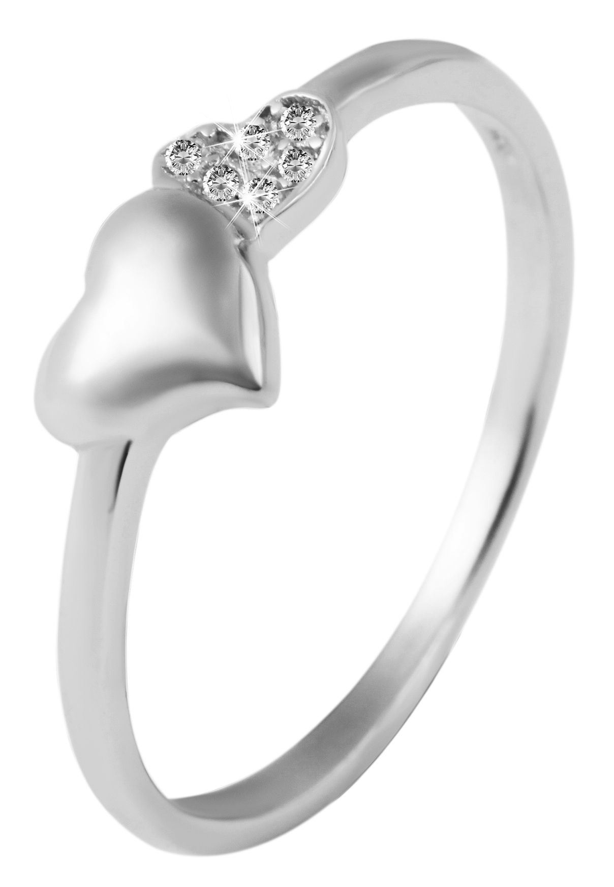 "Henny" 925/- Echt Silber Damenring Gr 52 - Herz, Zirkonia, rhodiniert