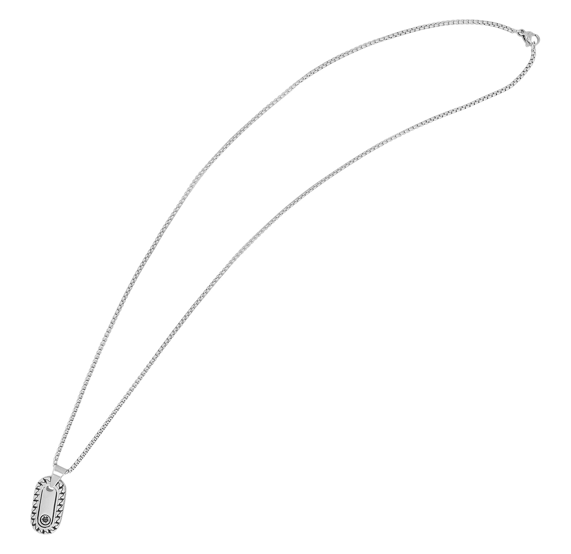 "Akua" Edelstahlkette mit Anhänger, Gravur, 60 cm, silberfarben/ geschwärzt