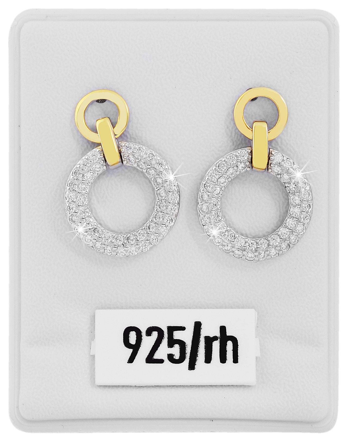 925/- Echt Silber Ohrstecker "Leandra" mit runden Elementen und Zirkoniabesatz, bicolor, 925/rhodiniert