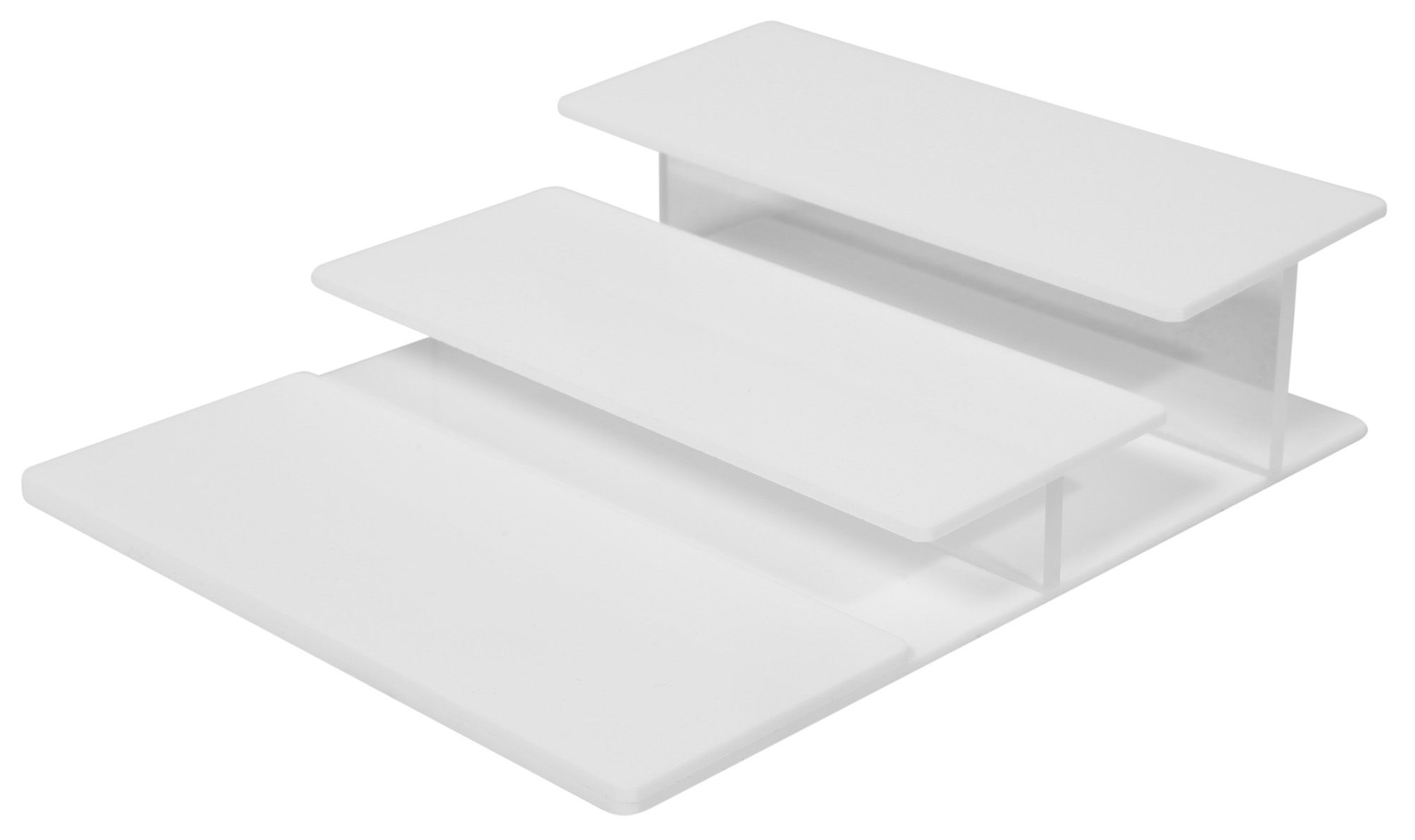 Display, Kunststoff, weiß, dreistufig, 21 cm x 17 cm x 5 cm