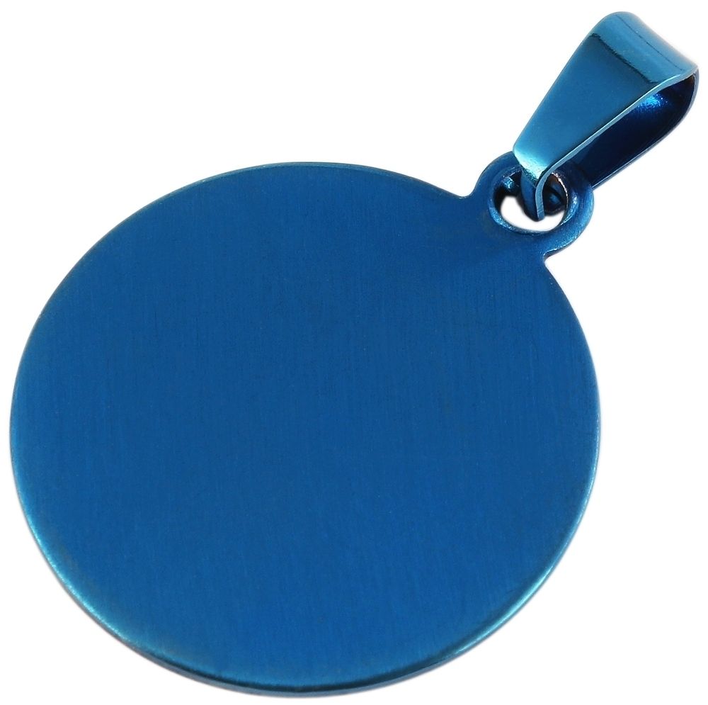 Akzent Edelstahlanhänger, rund, gravurfähig, blau