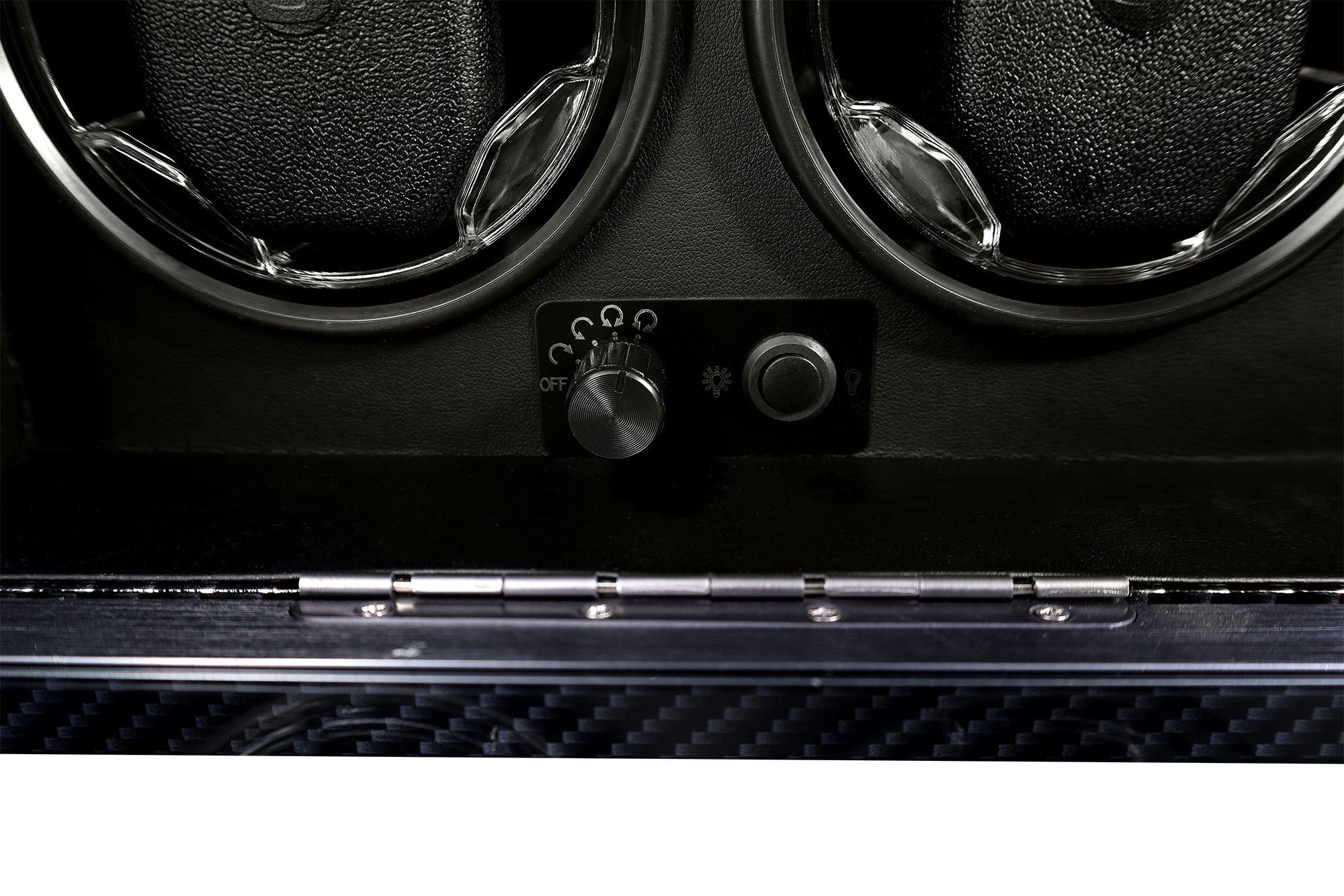 Automatischer Uhrenbeweger für 4 Uhren, LED, USB-DC (Carbonoptik)