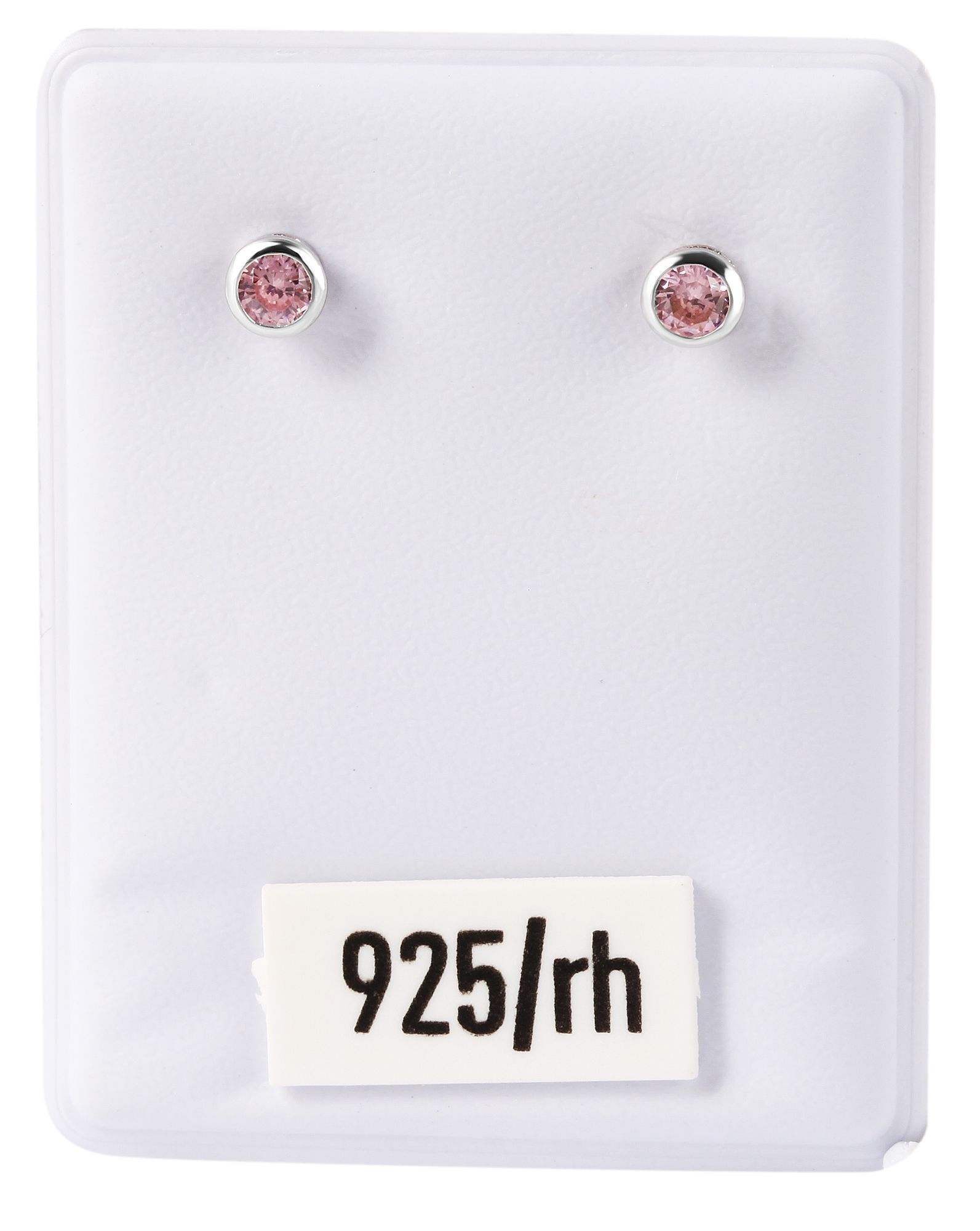 "Velia" 925/- Echt Silber Kinder-/ Ohrstecker, rosa Zirkoniastein, rhodiniert