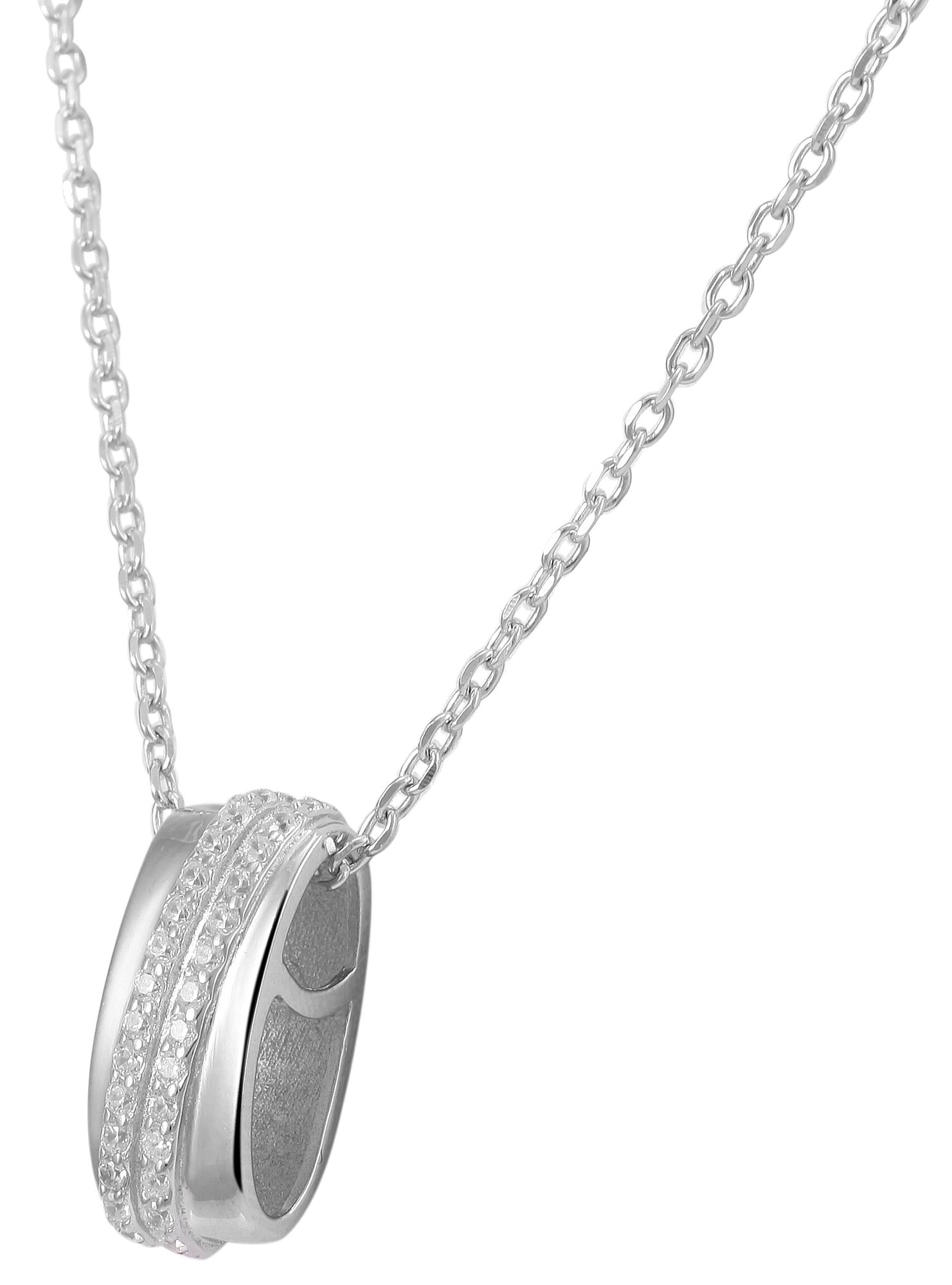 925/- Echt Silber Anhänger ohne Kette "Mhairi", oval mit diagonalen Zirkoniabesatz, 925/rhodiniert