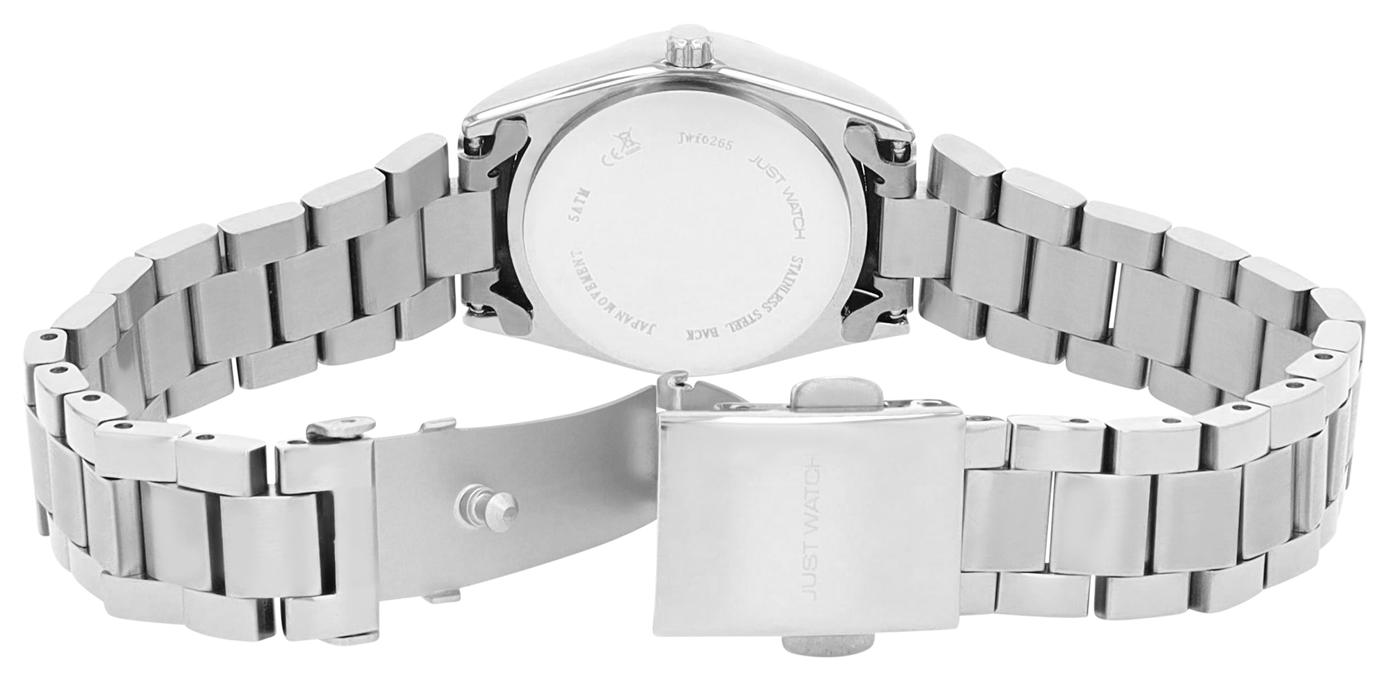 JUST WATCH Damenuhr "Gerda" mit Edelstahlarmband, Ø 26 mm, silberfarben/Perlmutt blau, 5 ATM