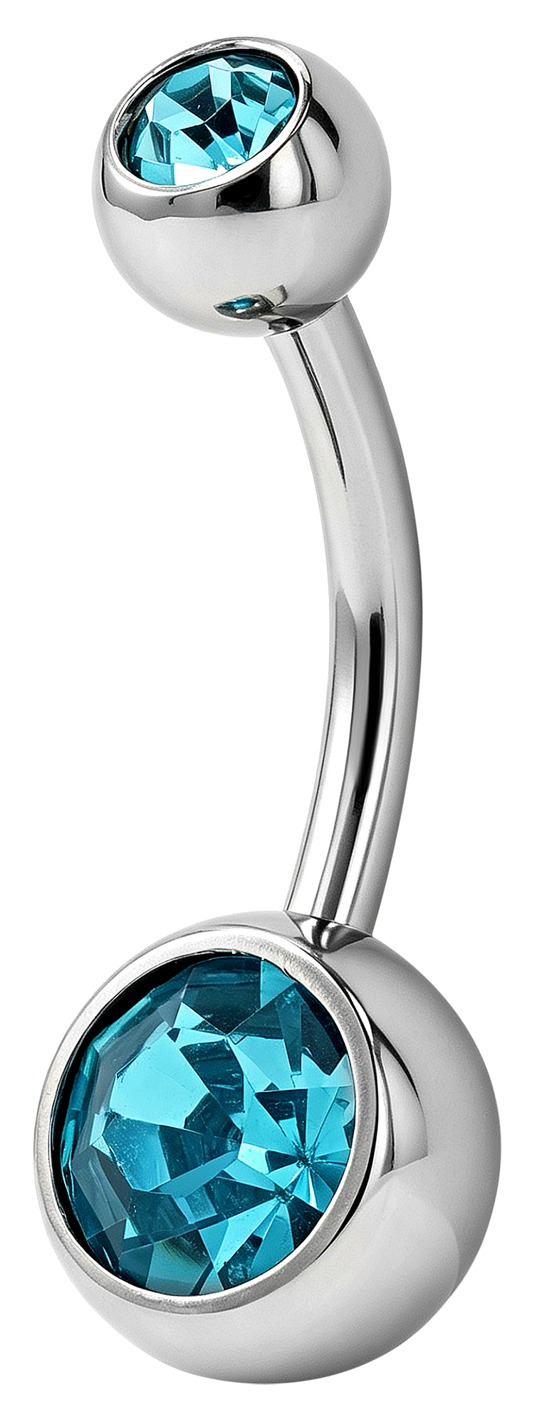 "Sariye" Edelstahl-Bronze Bauchnabelpiercing, VE6, 10 mm/ Stärke 1,8 mm, hellblau
