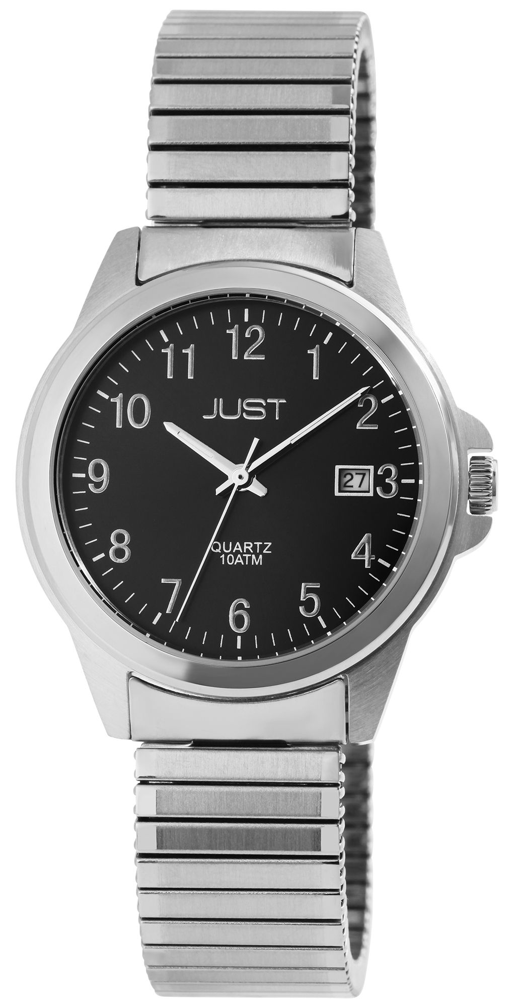 JUST Herrenuhr "Roswin"  Edelstahlzugband, Ø 38 mm, silberfarben/ schwarz