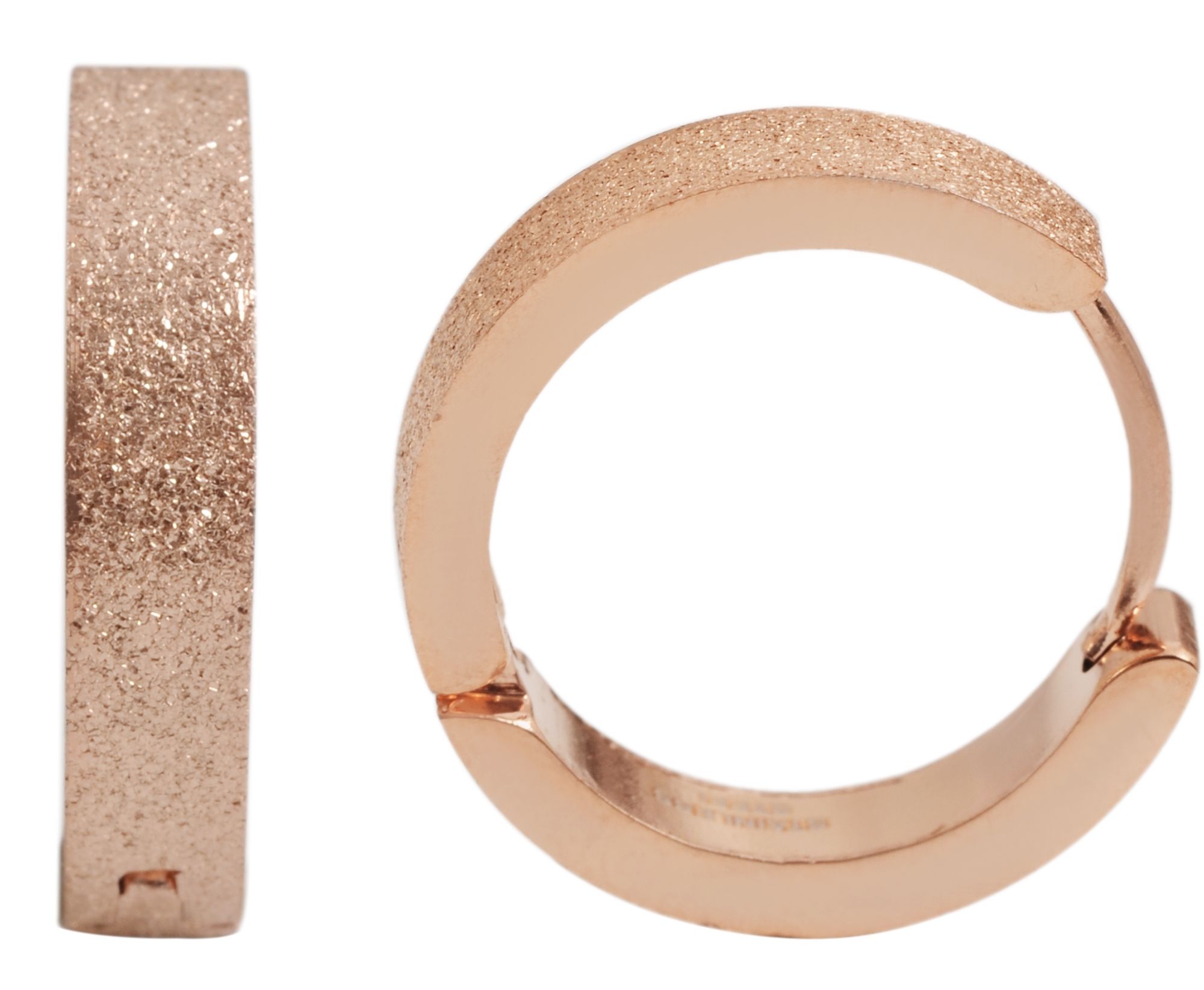 "Fina", Akzent Edelstahl Klapp-Creolen Ø 14 mm, sandgestrahlt, roségoldfarben