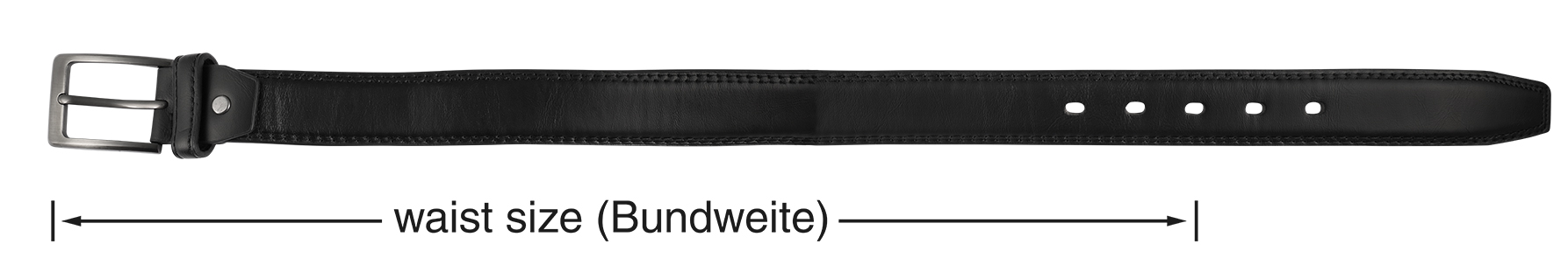 Gürtel aus Oberseite Lederimitat und Unterseite Echt Leder, VE12, 1x Gr. 90cm, 3x Gr. 100cm, 4x 110cm, 4x 120cm, schwarz