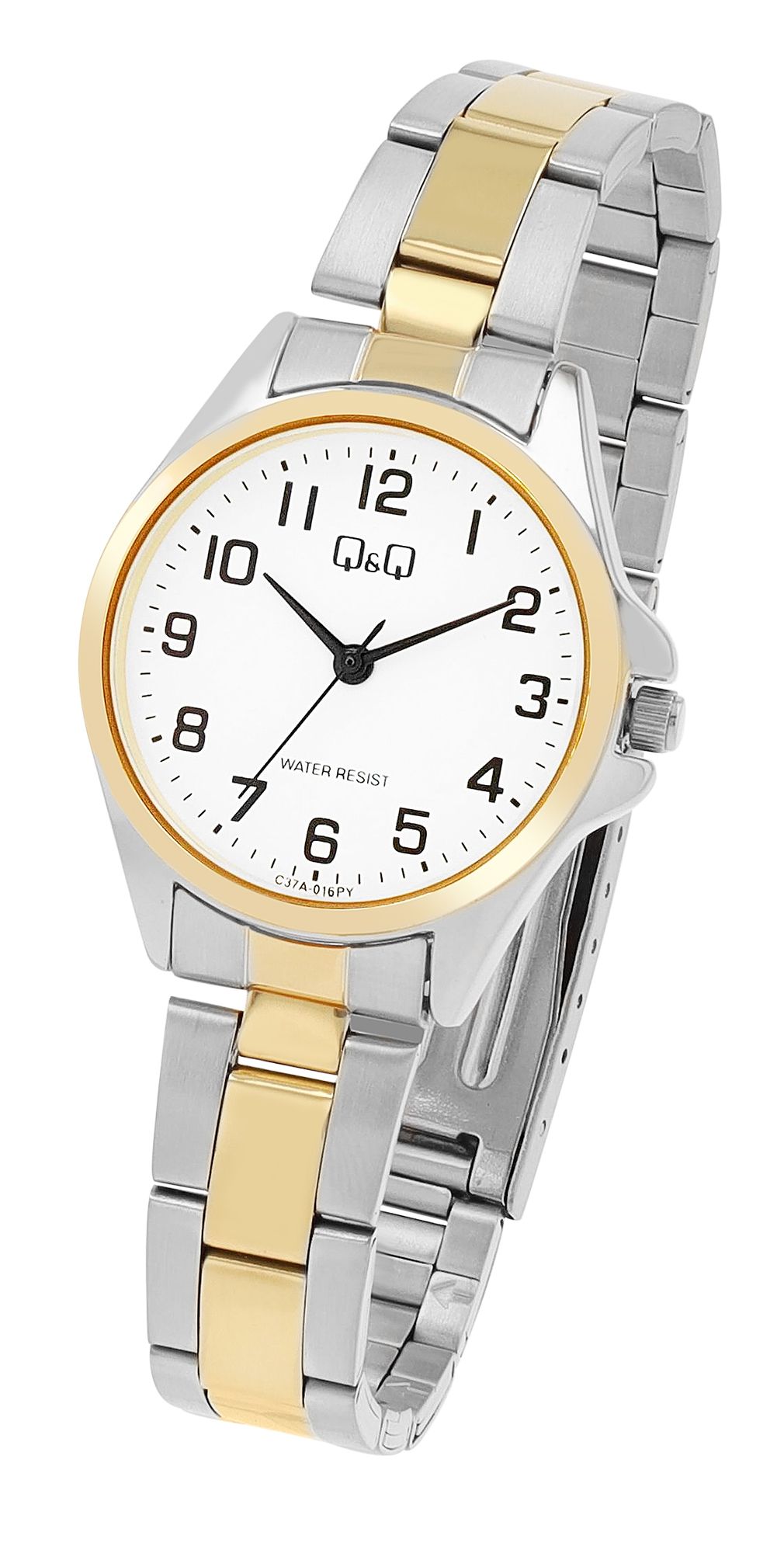 Q&Q Damenuhr mit Edelstahlarmband, Ø 30 mm, bicolor (silber- & goldfarben)
