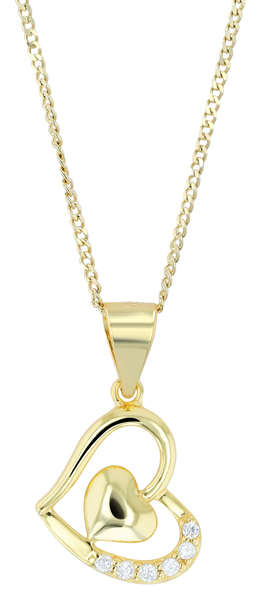 "Banja", 925/- Echt Silber Anhänger Herz mit Zirkonia, vergoldet