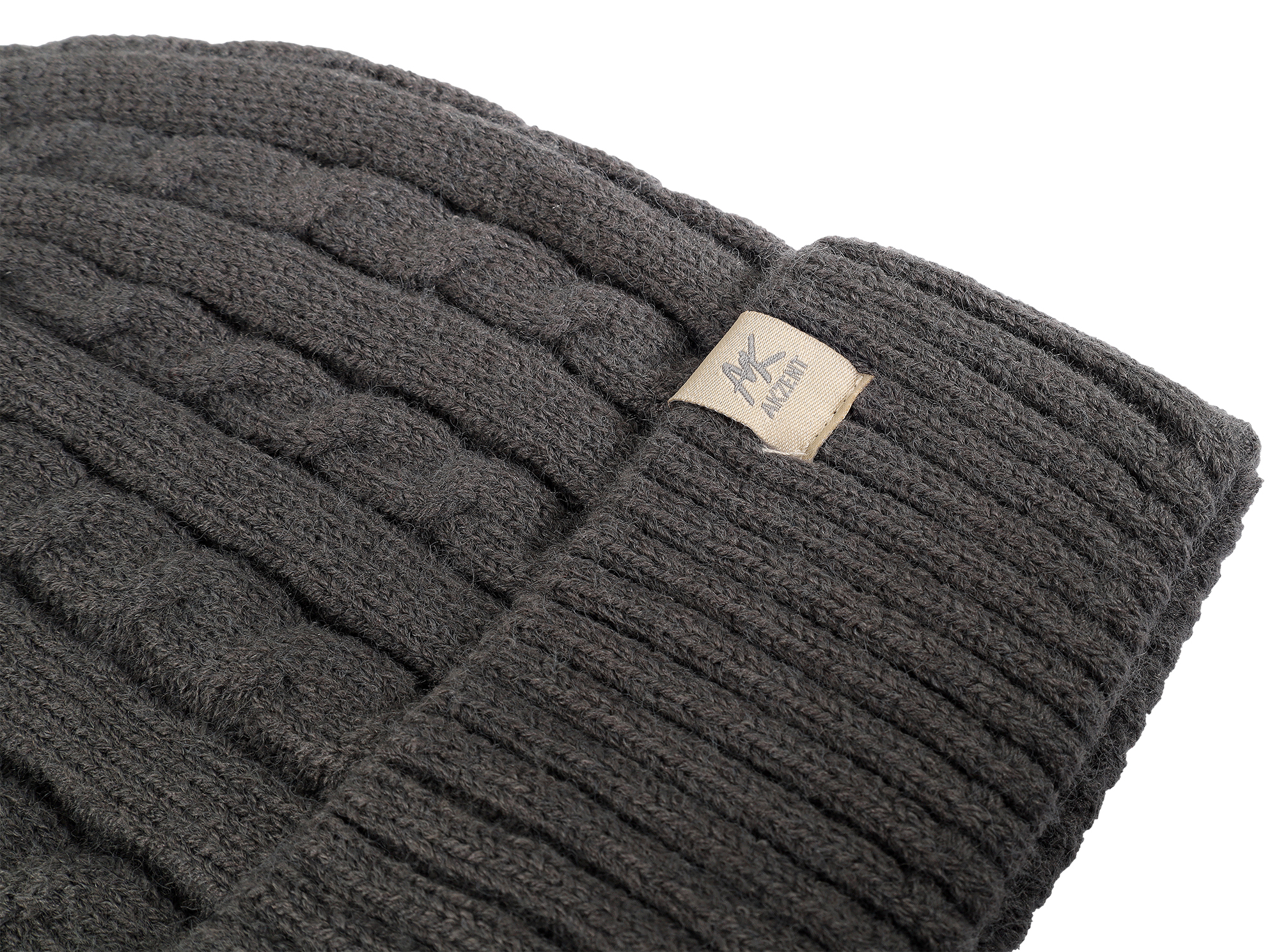 Akzent Strickmütze mit Umschlag, 100% Acryl, 4-VE, grau