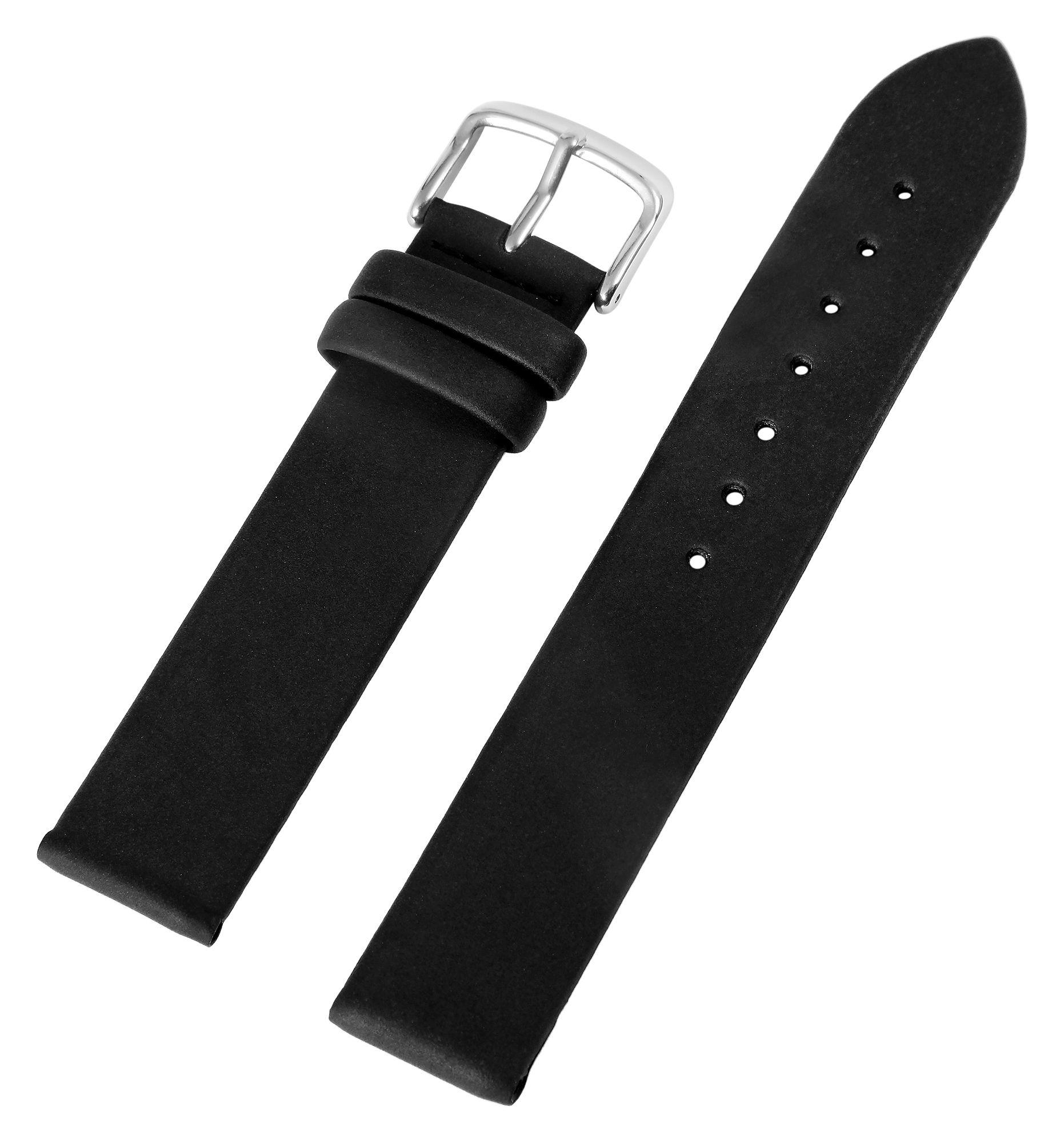 Echtleder Uhrenarmband, nahtlos, schwarz, 12 mm