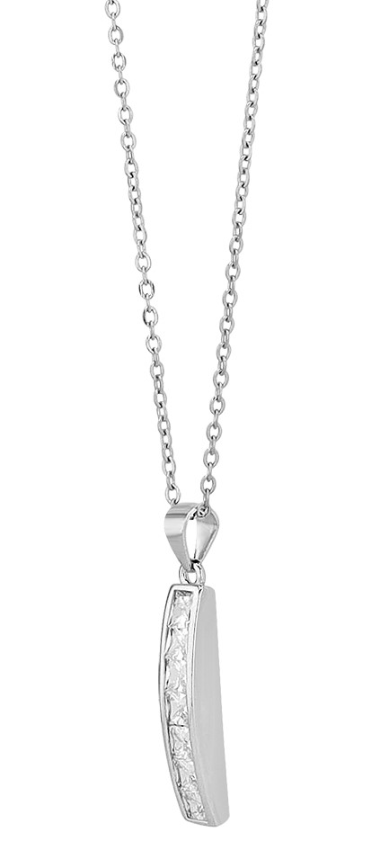 "Lumina" 925/- Echt Silber Kette mit Anhänger, Zirkon, 43 + 5 cm, rhodiniert
