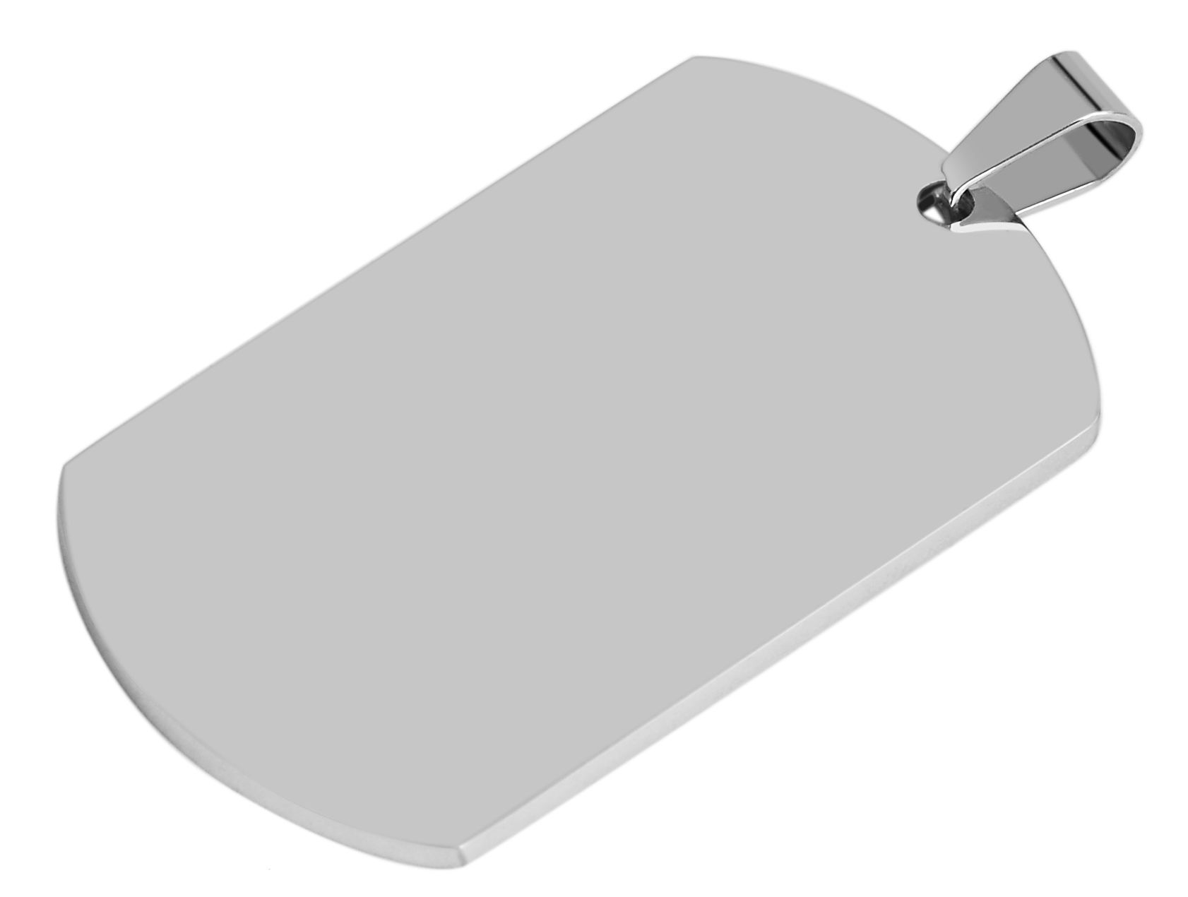 "Asha" Akzent Edelstahl Gravuranhänger/ Dog Tag, 50 x 29 mm, silberfarben