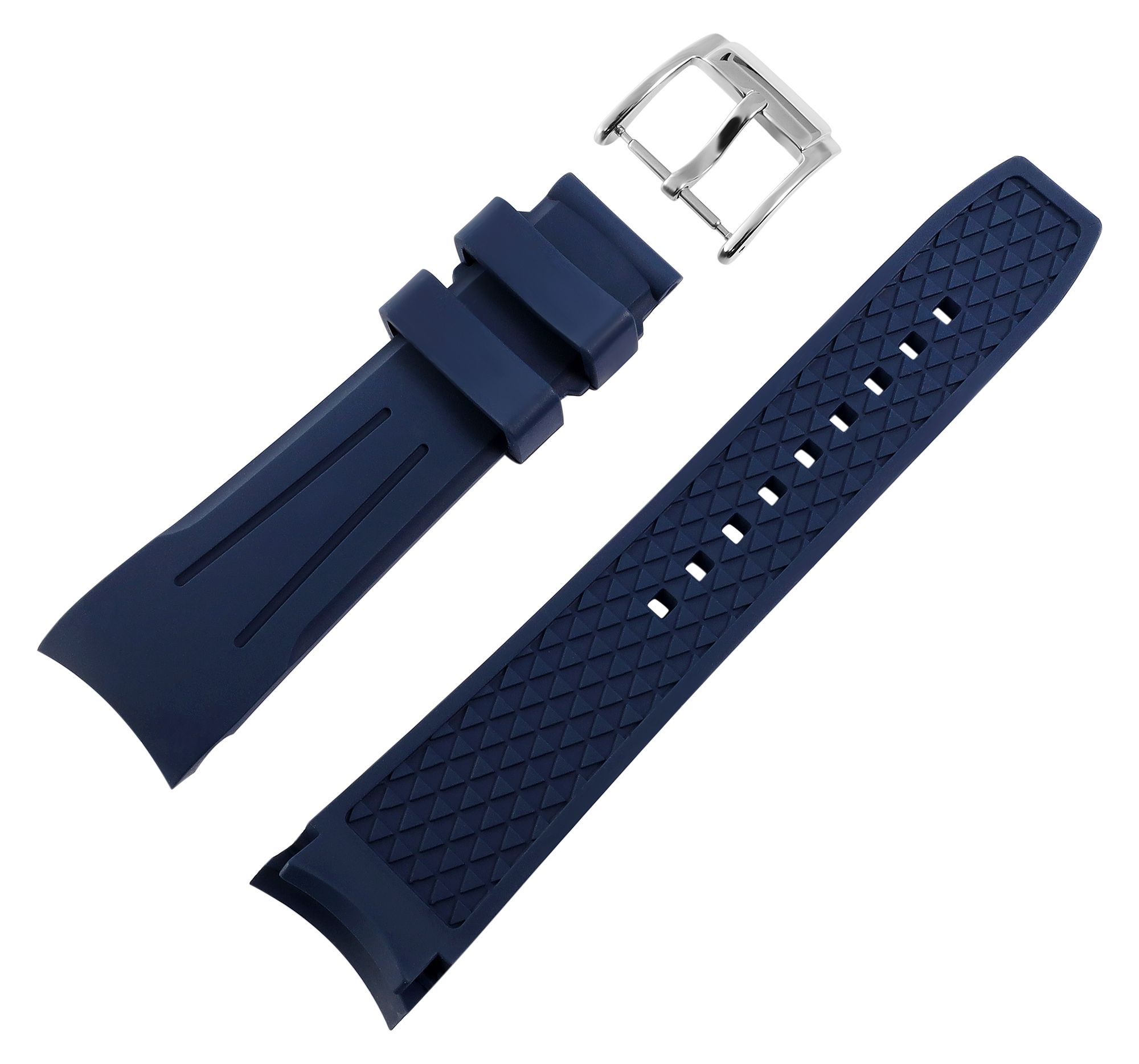 FKM Kautschuk-Uhrenarmband, Dornschließe, 20 mm, dunkelblau, (FKM= Fluorelastomer-Kautschuk)