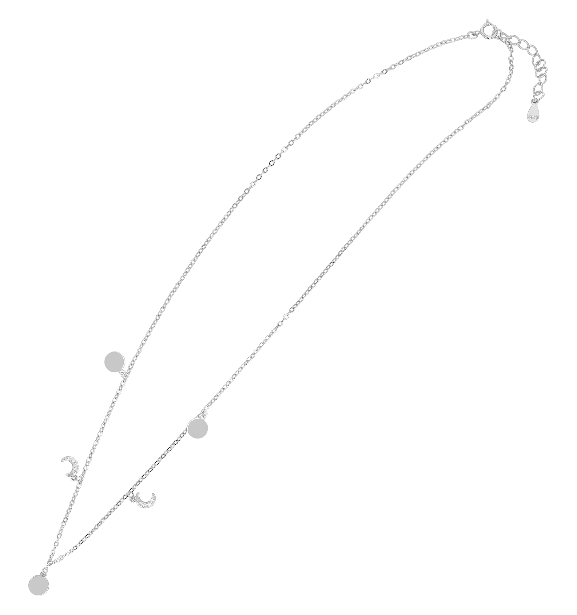 "Shine" 925/- Echt Silber, rhodiniert, Gravurplatte/Halbmond,  42 + 3 cm