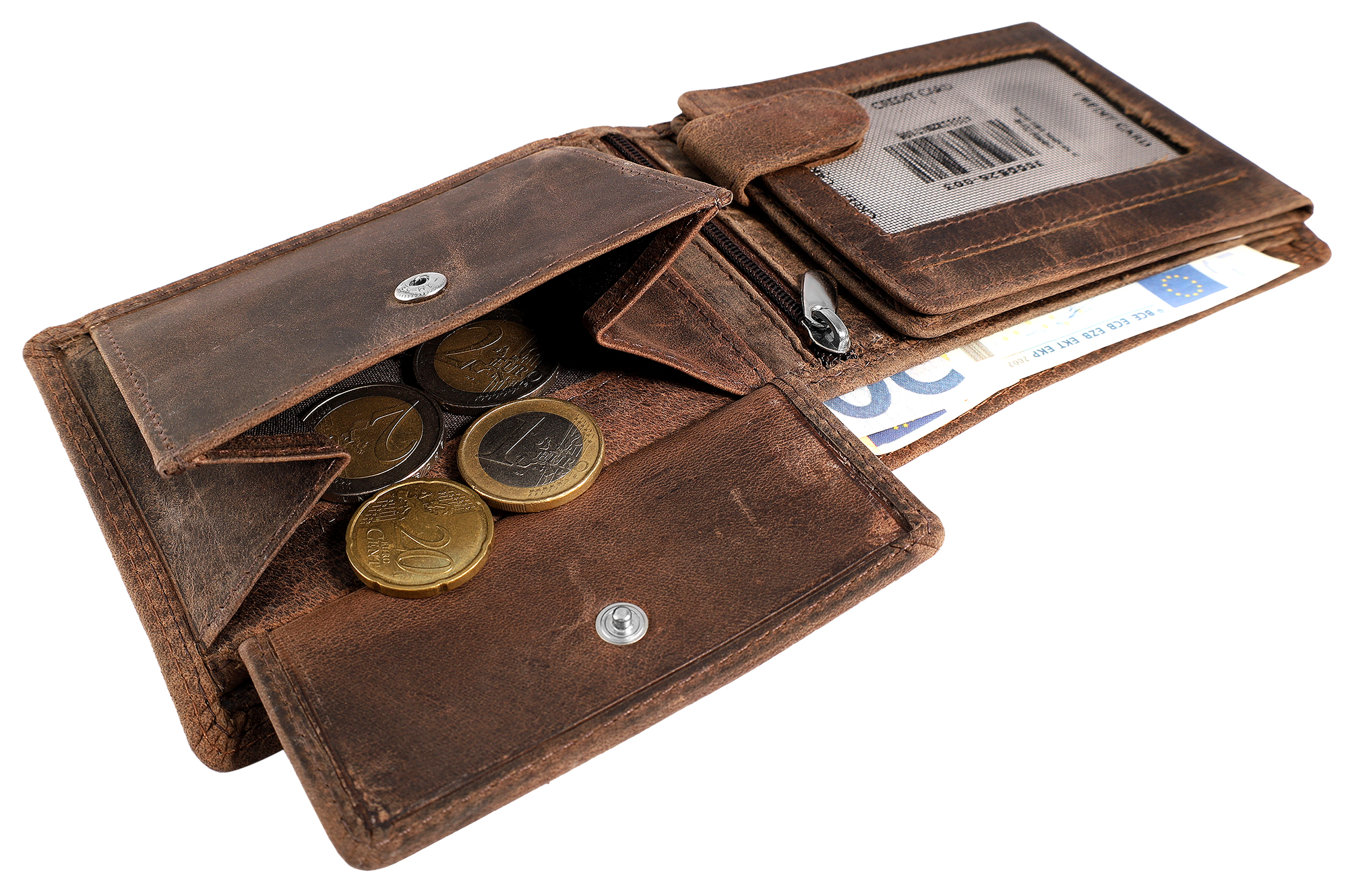 Akzent Echt Leder (Hunter-Leder) Geldbörse, RFID, Querformat, "Jäger", braun