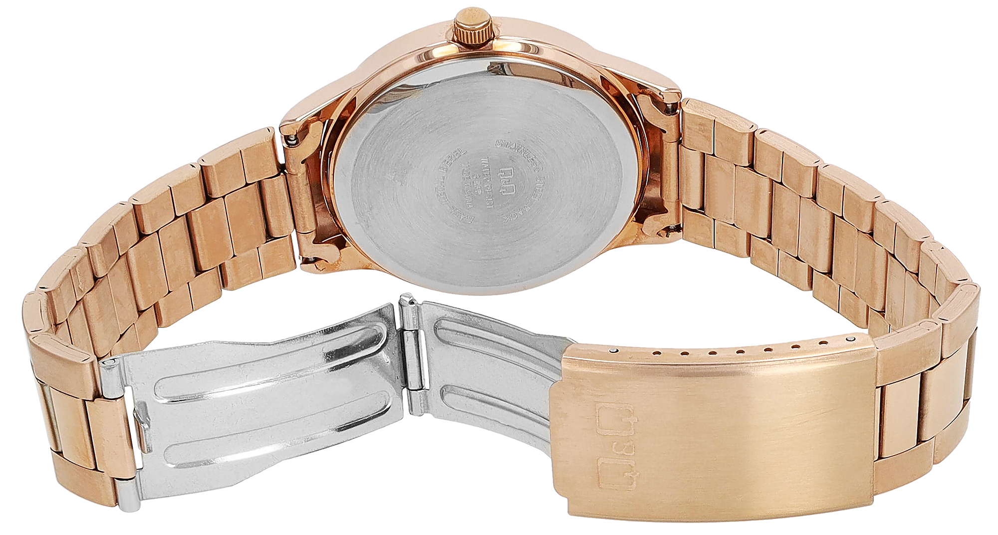 Q&Q Unisexuhr mit Metallband, Ø 40 mm, roségoldfarben