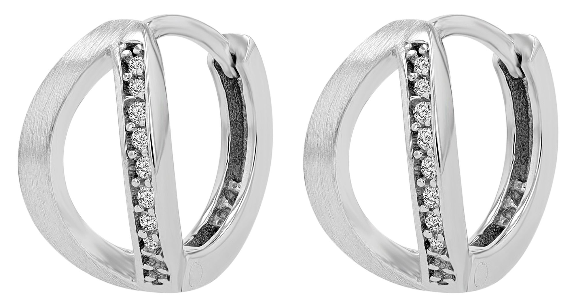 925/- Echt Silber Klapp-Creolen "Oleandra", matt/poliert