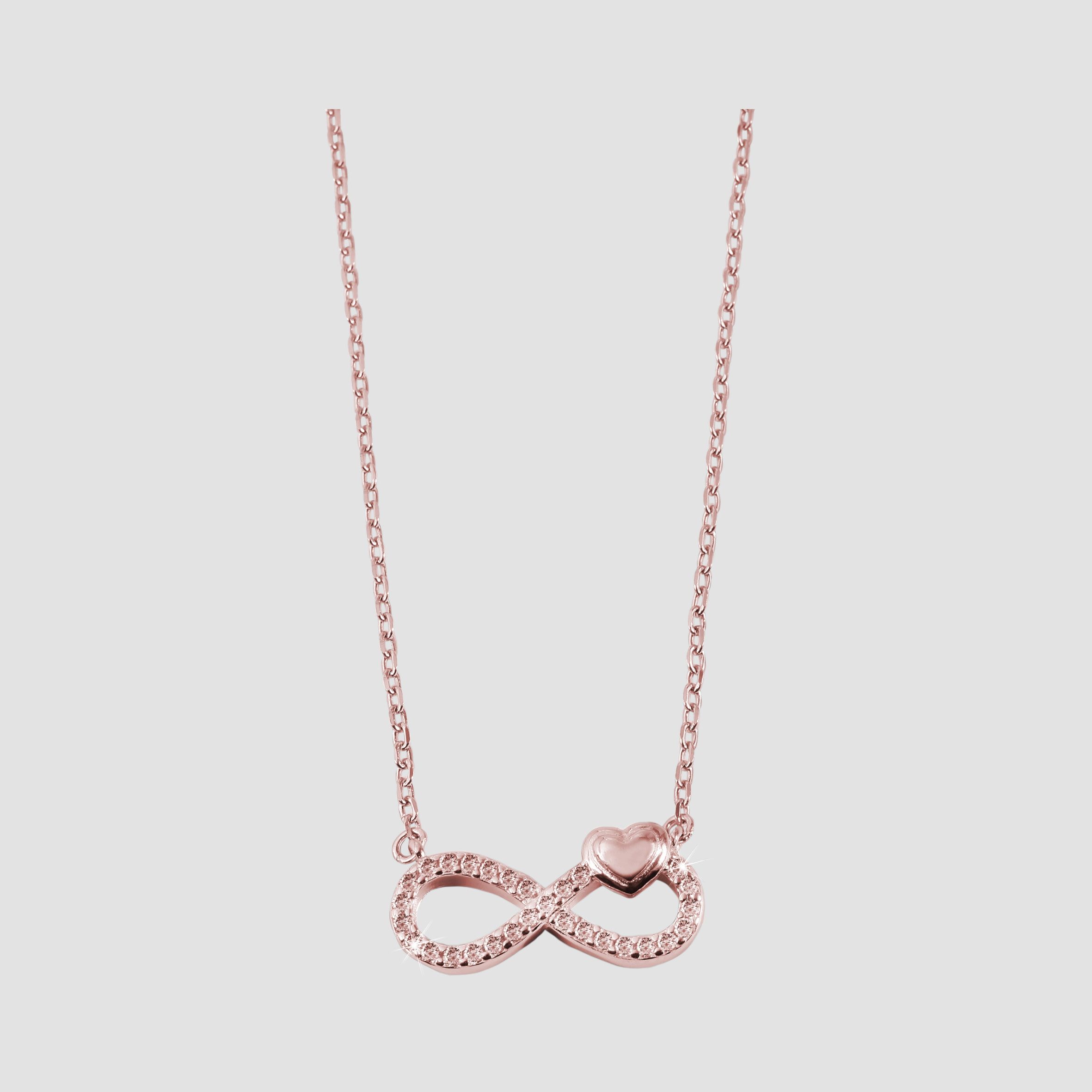 "Jihan", 925/- Echt Silber Halskette mit Anhänger Infinity mit Zirkonia, rosévergoldet, 42 cm