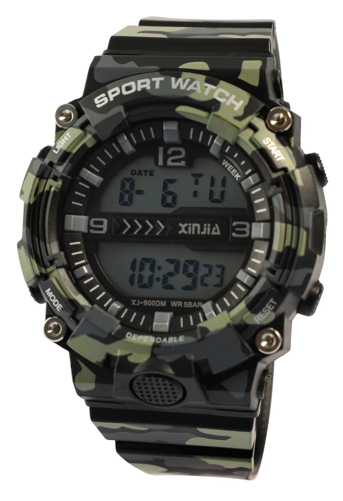 Xinjia Herrenuhr mit TPU-Band, Camouflage grau
