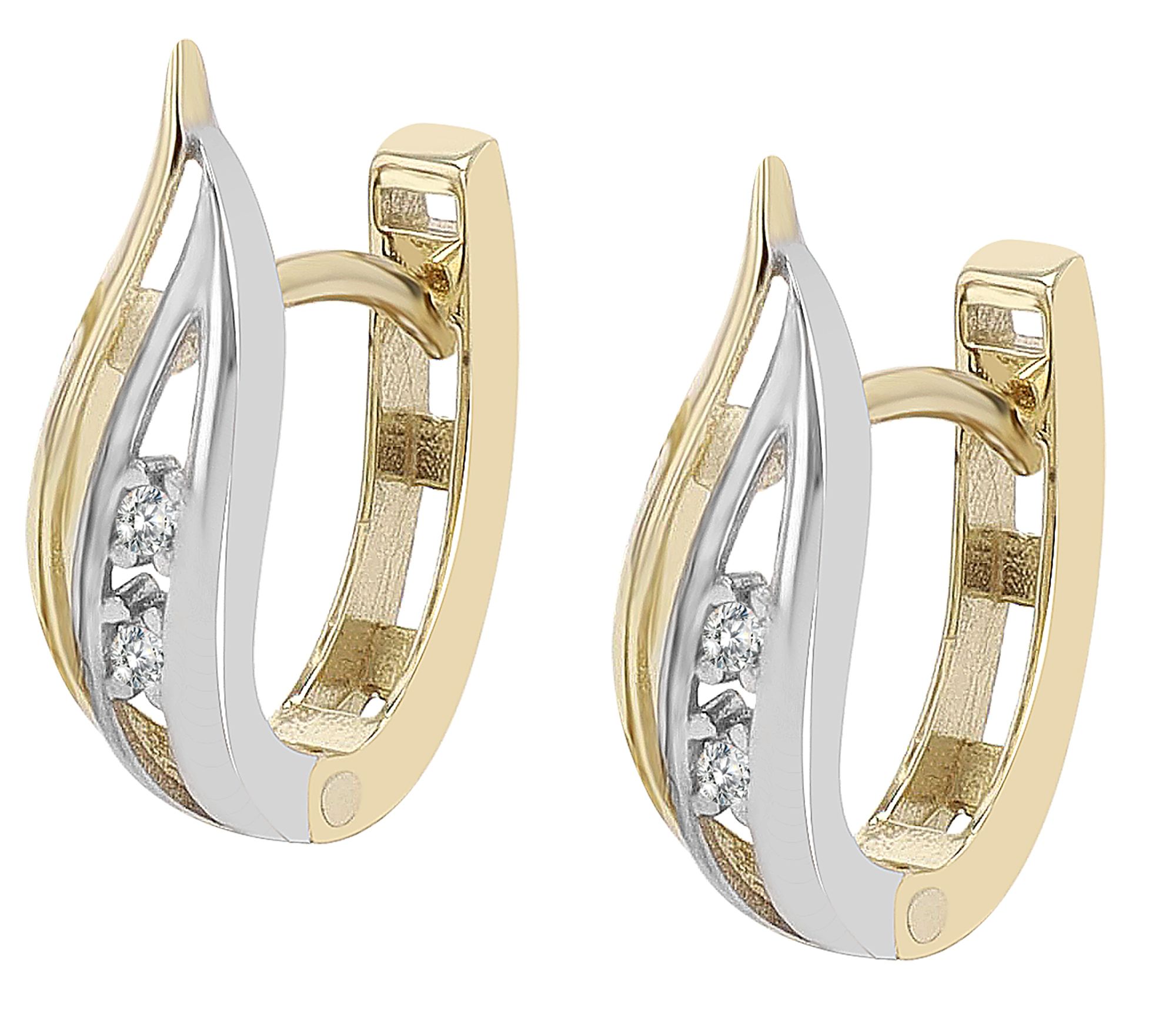 333er Gold Klapp-Creolen "Sabina" in Weiß- und Gelbgold, Zirkonia, 8 Karat