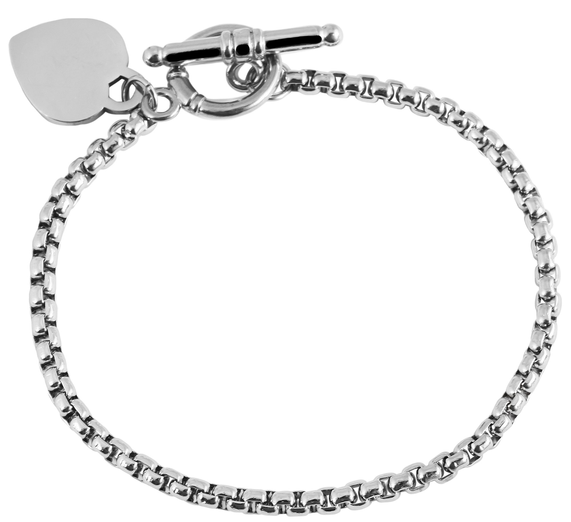 "Zabel" Akzent Schmuckarmband mit gravurfähigem Herzanhänger, Edelstahl