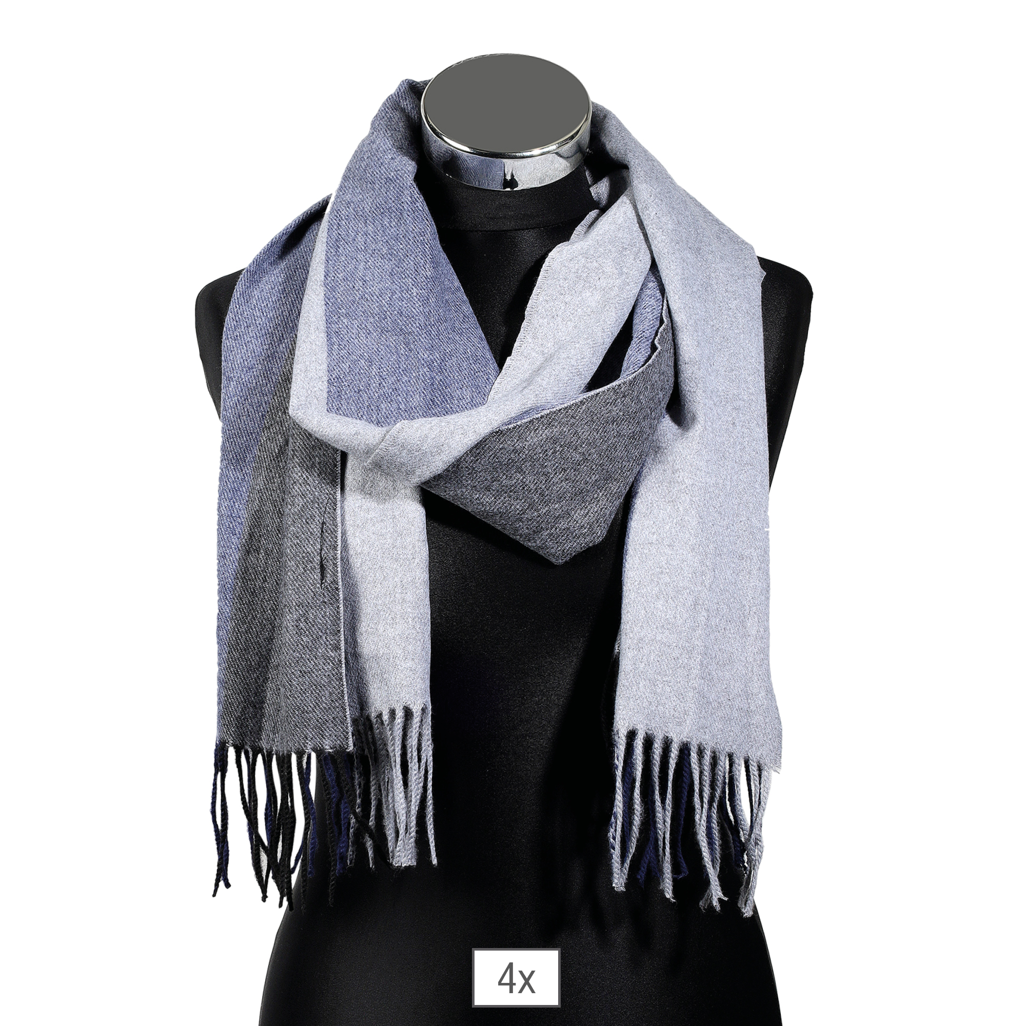 Herren Winterschal, grau/ blau, 100% Polyester VE 4