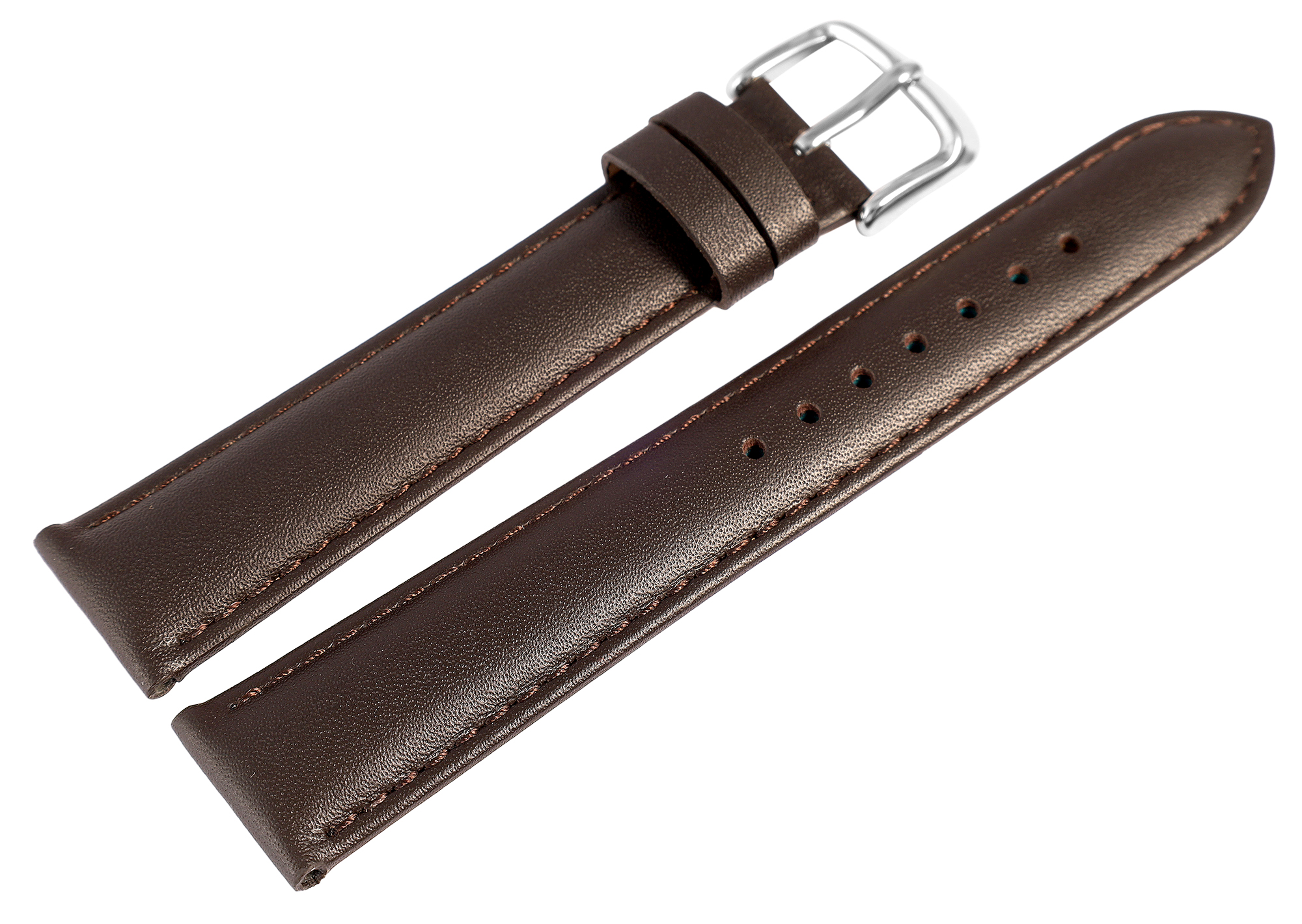 Uhrenarmband aus Echt Leder in dunkelbraun, 18 mm