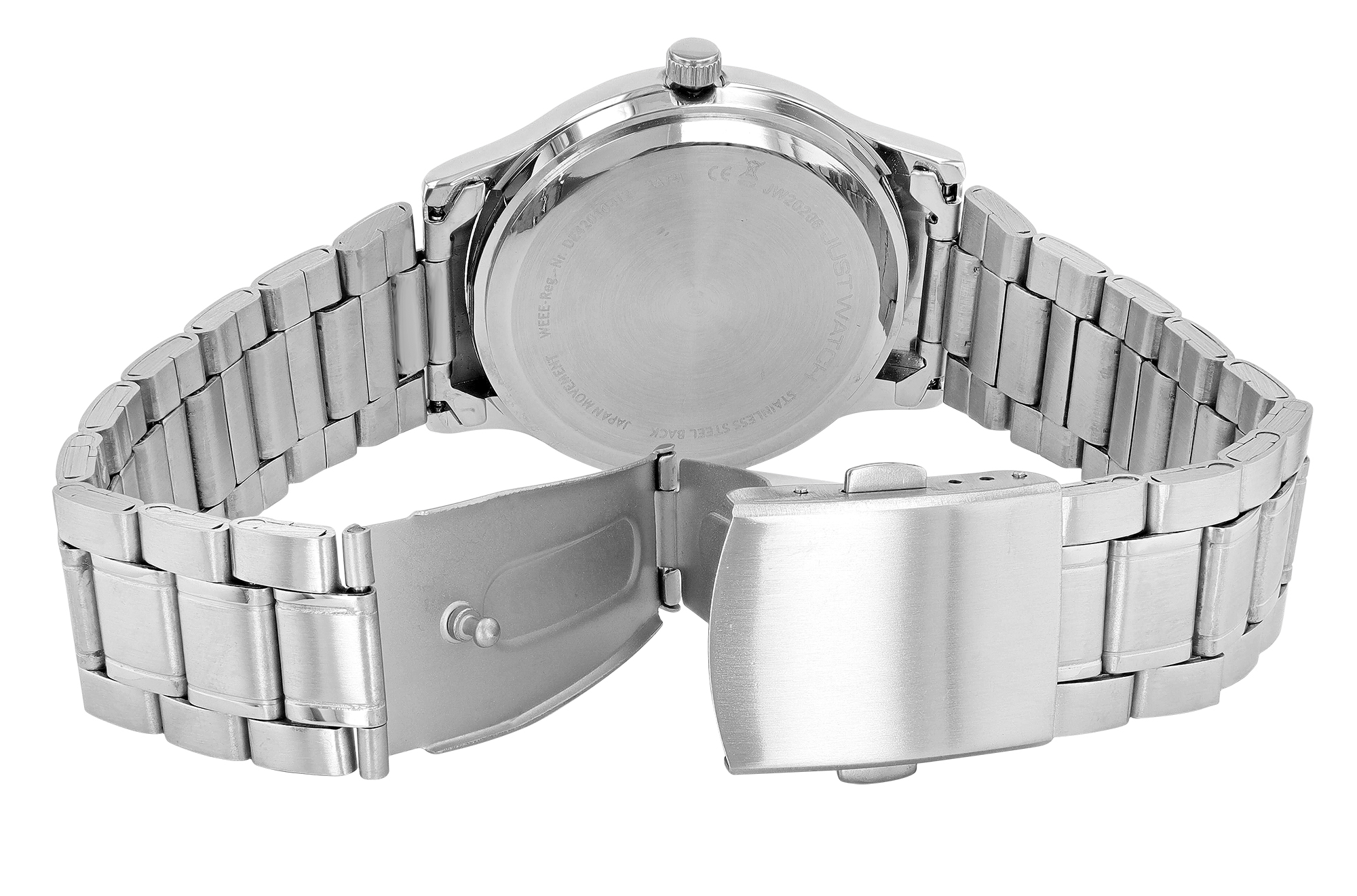 Just Watch "Valentin" Herrenuhr Ø 38,5mm mit Edelstahlband, silberfarben/ schwarz