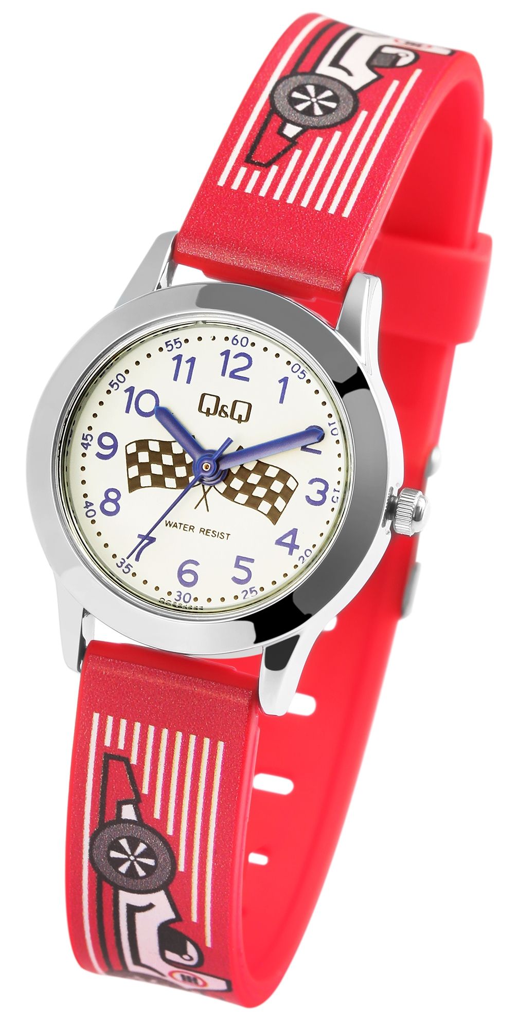 Q&Q Kinderuhr mit Kunststoffarmband, "Rennauto", 3 bar