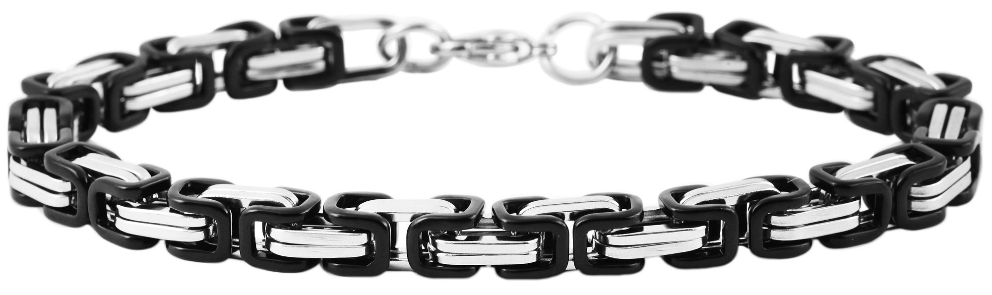 "Blacks" Königsketten-Armband, Edelstahl, Stärke 5 mm, bicolor