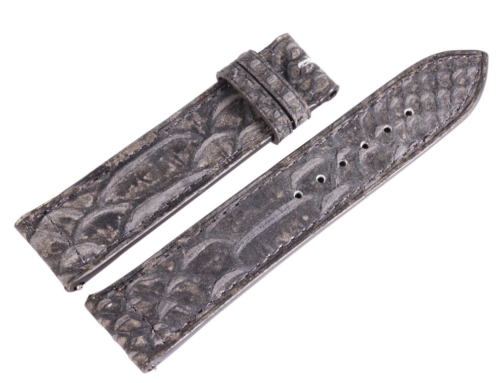 Carucci Echtleder Armband, grau, flach, 22 mm