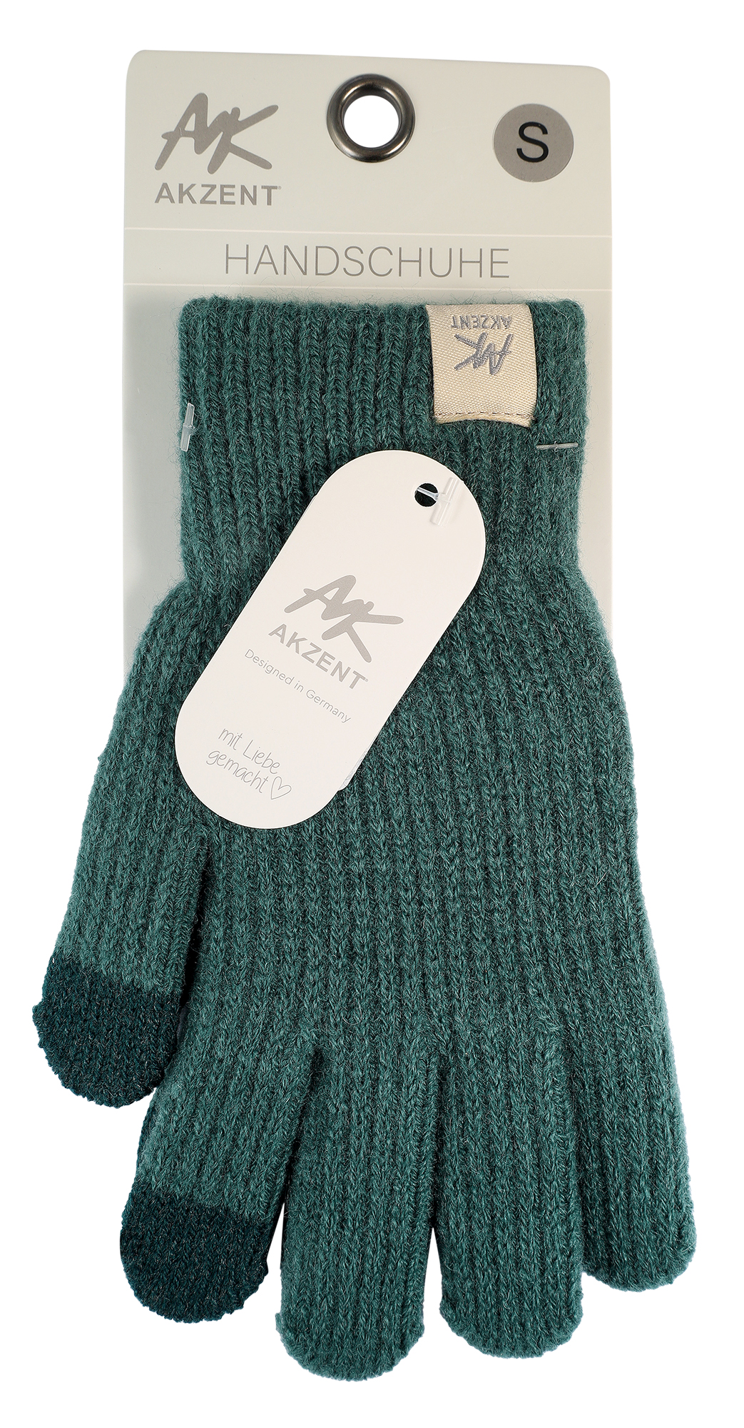 Damen-Handschuhe, Gr S, dunkelgrün, Touch-Finger, 100% Polyester, VE-4